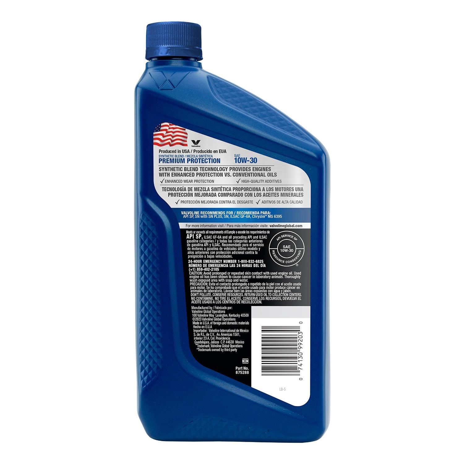 Aceite De Motor Multigrado Valvoline 10W 30 1 Cuarto