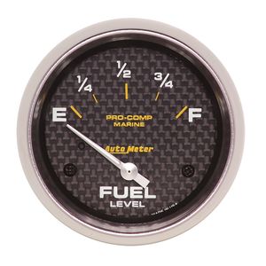 AutoMeter 2 5 8in 240 33 Ohms Marine Carbon Fiber Fuel Level Gauge