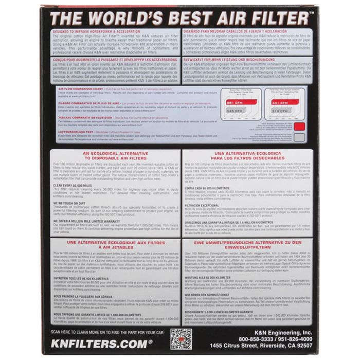 K N Performance Powersports Panel Engine Air Filter Bm