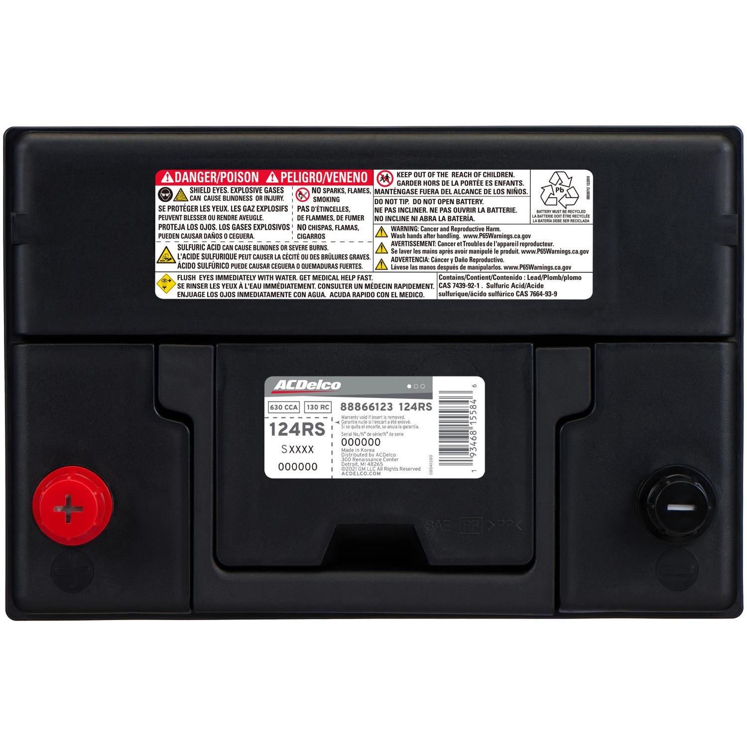 ACDelco Advantage Battery BCI Group Size 124R 630 CCA 124RS