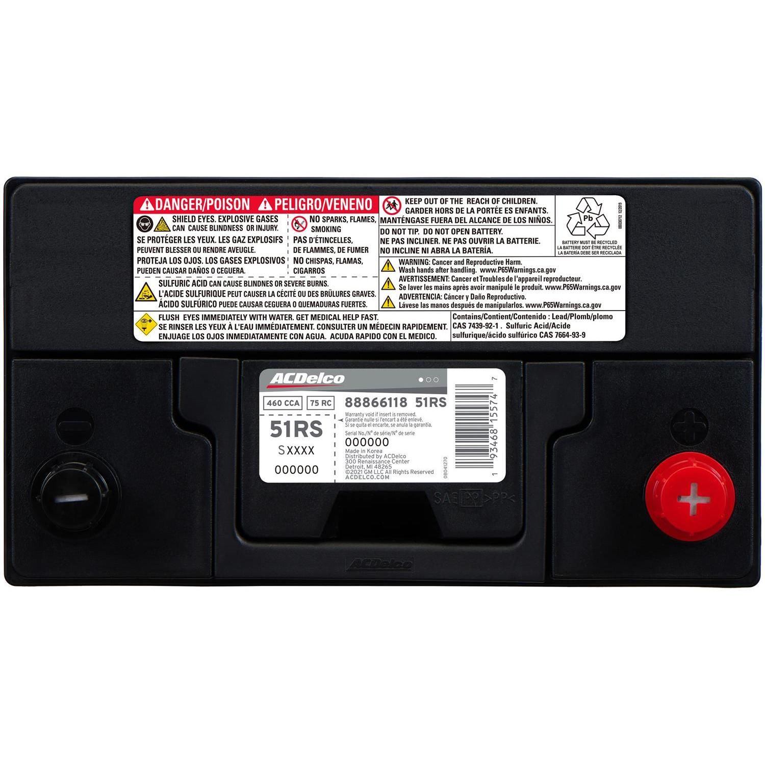 ACDelco Advantage Battery 51RS Group Size 51R 460 CCA