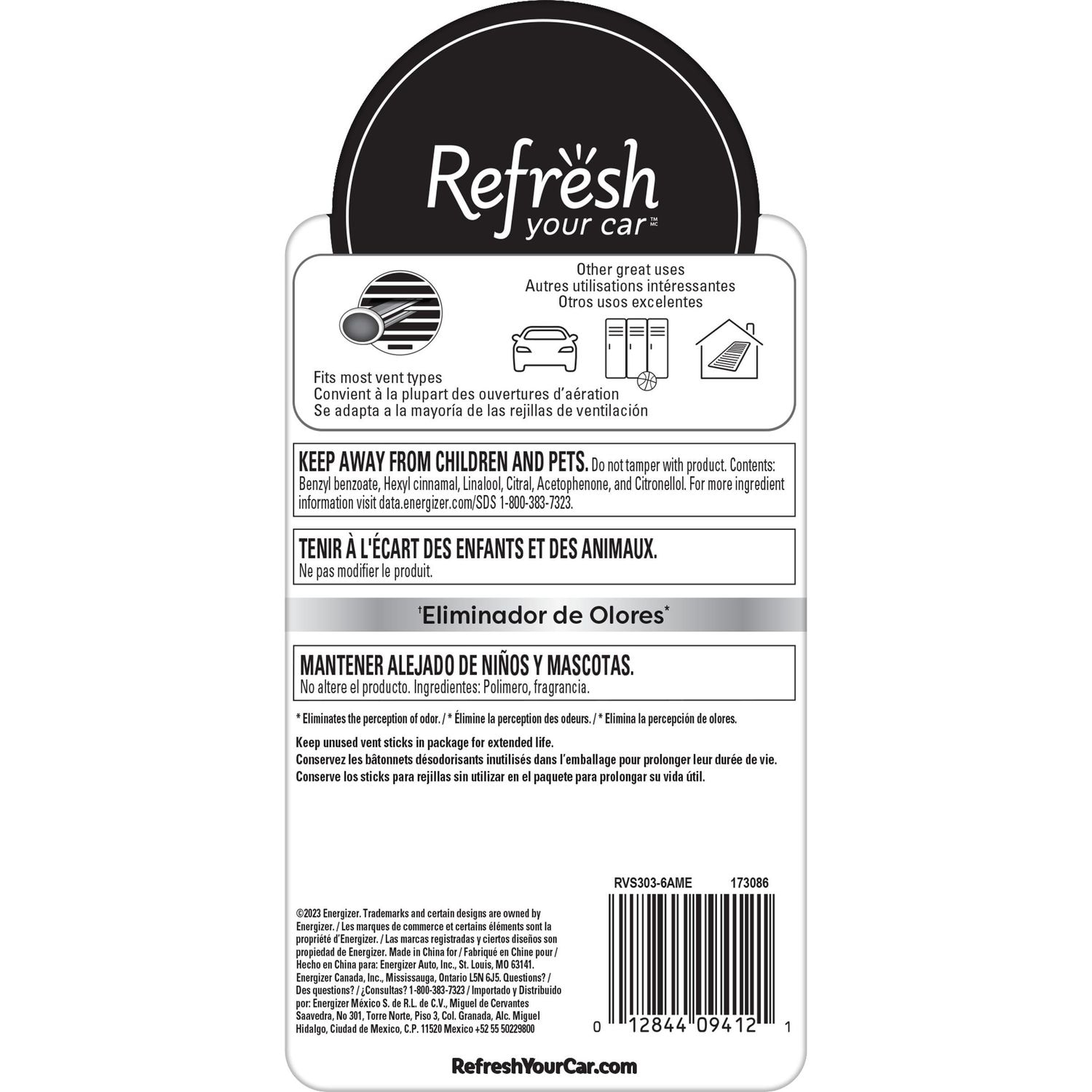 Refresh Your Car Strawberry and Cool Lemonade Scent Vent Air Freshener 6 Pack