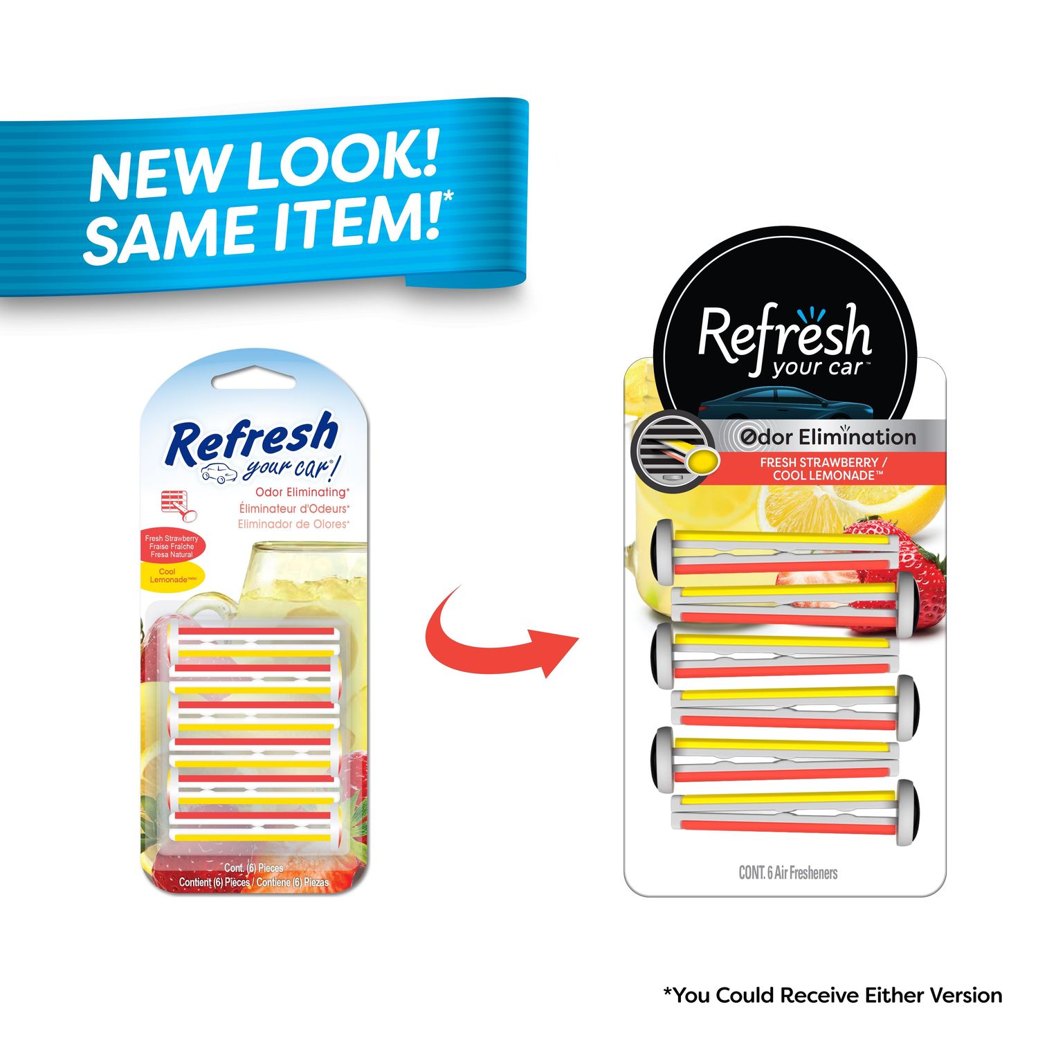 Refresh Your Car Strawberry and Cool Lemonade Scent Vent Air Freshener 6 Pack