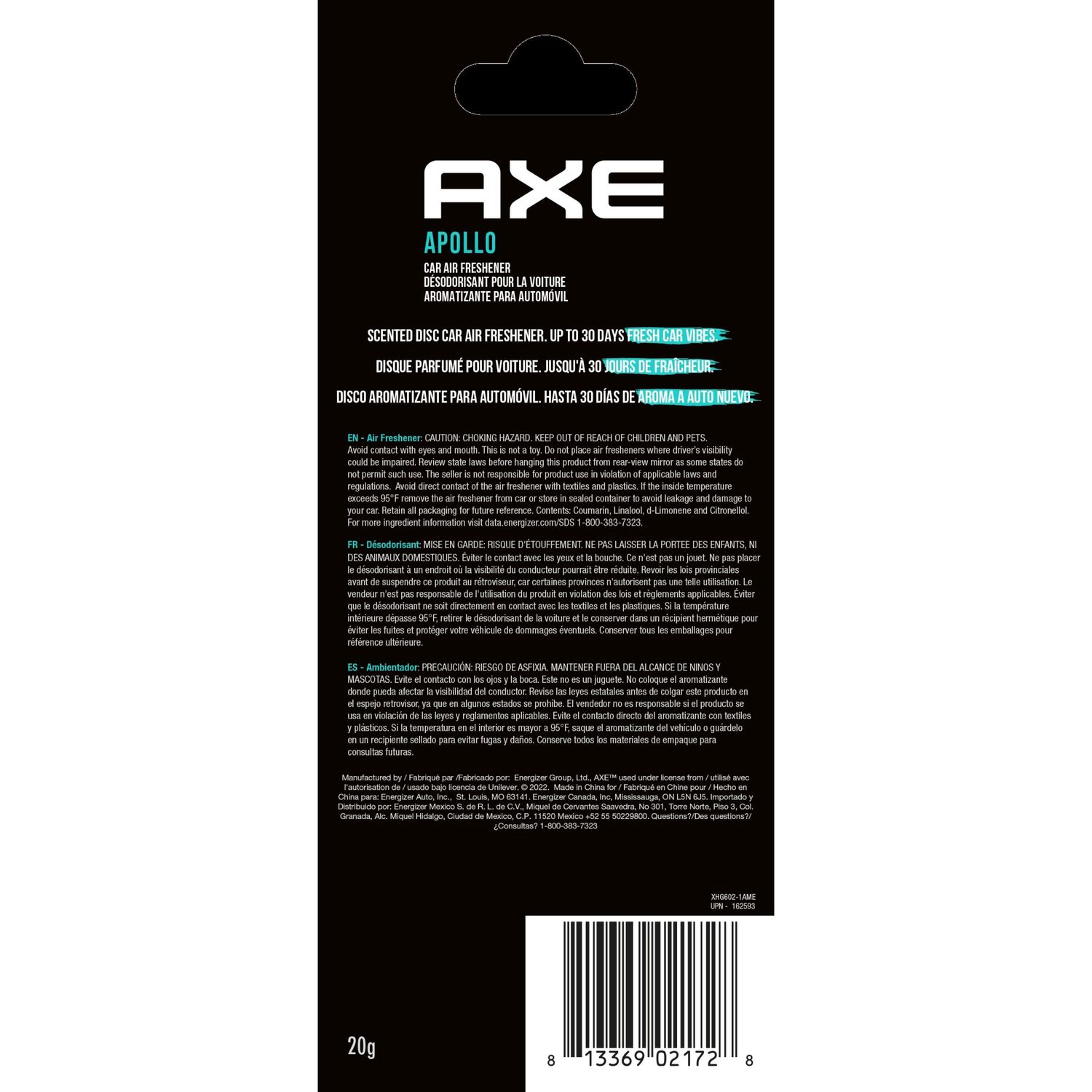 Axe Mini Vent Clip Car Air Freshener, Apollo (5 Pack) - Sage & Cedarwood, 1  unit - Kroger