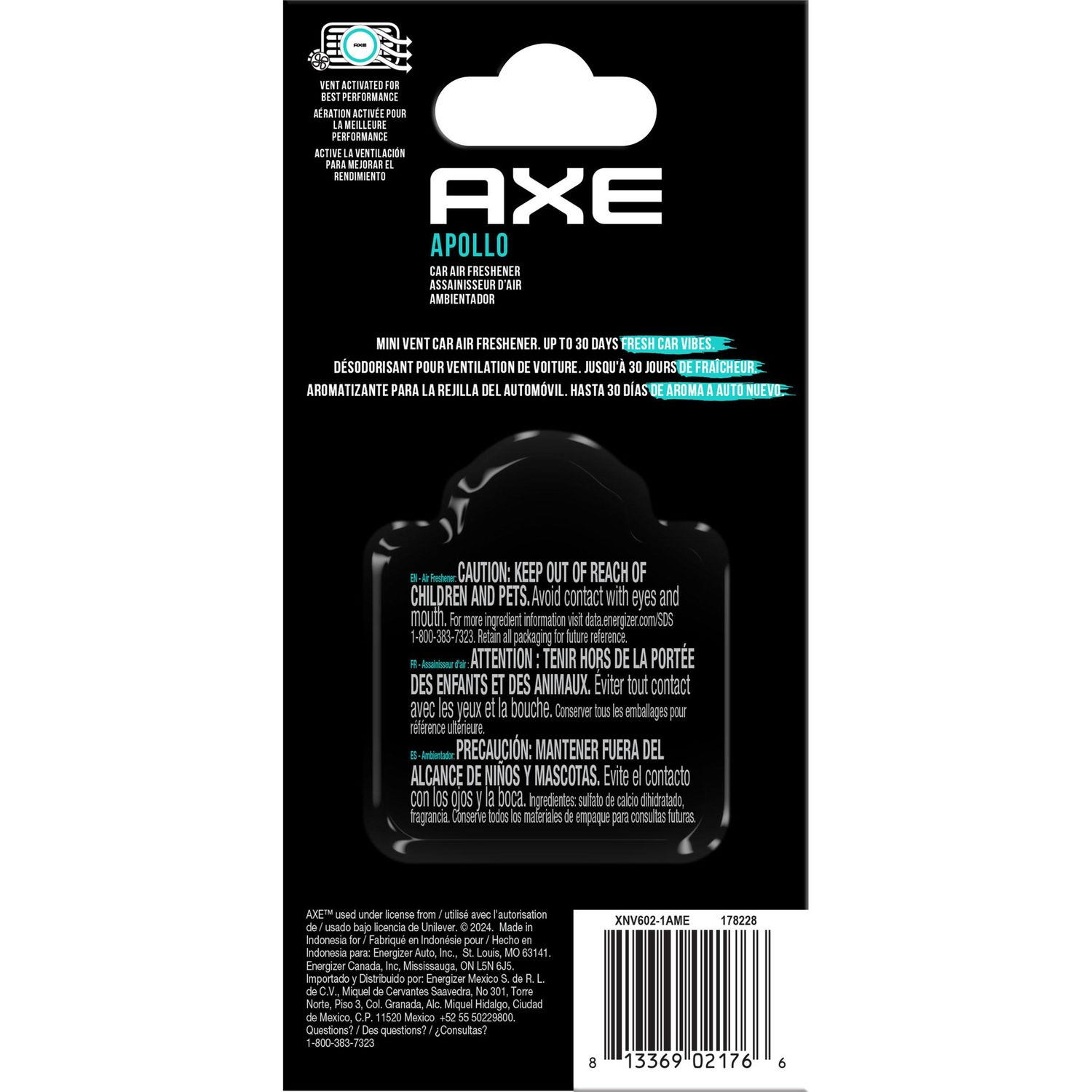 Axe Auto Air Fresheners Apollo Sage and Cedarwood Air Freshener Mini