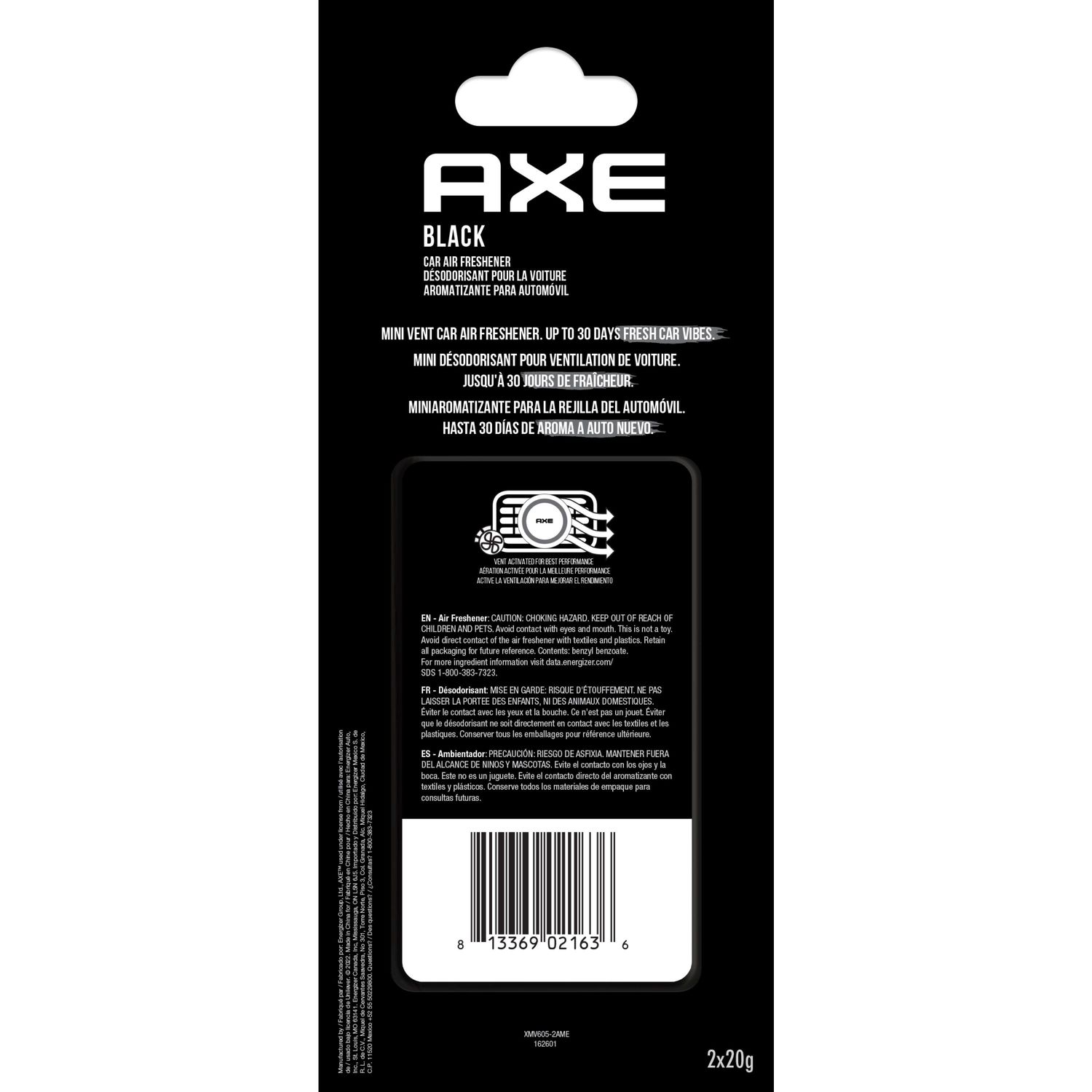 Axe Auto Air Fresheners Axe Black Vent Clip 2 Pack