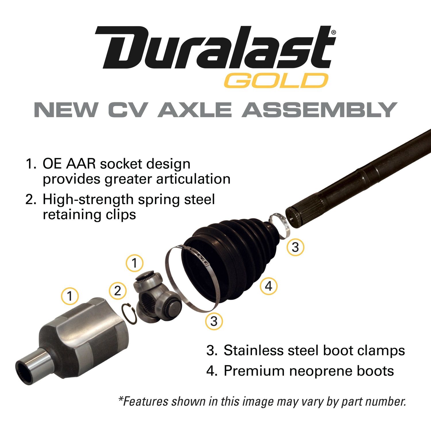 Duralast Gold Front Passenger Side CV Axle 10712N