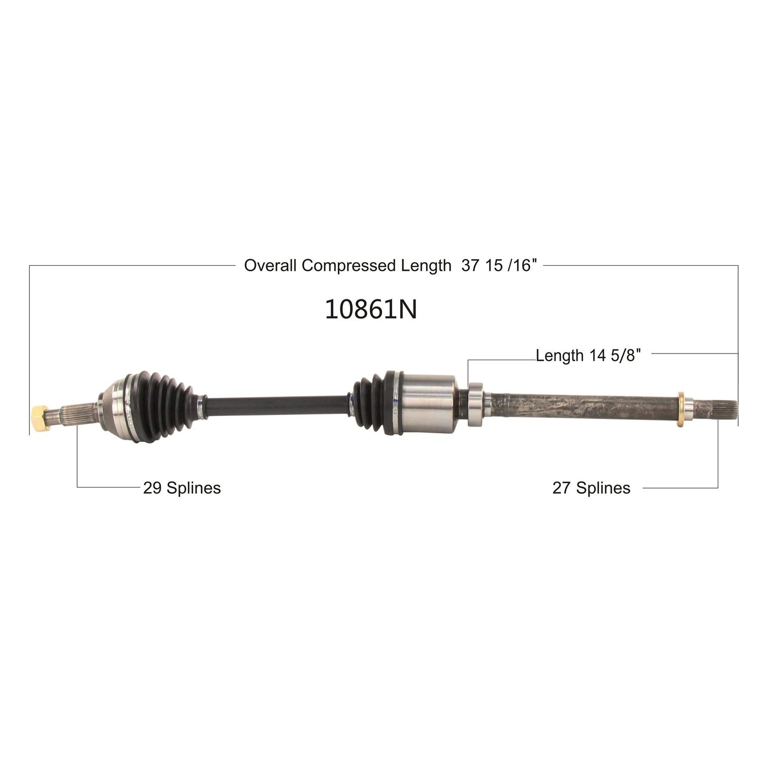 Duralast Gold Front Passenger Side CV Axle 10861N