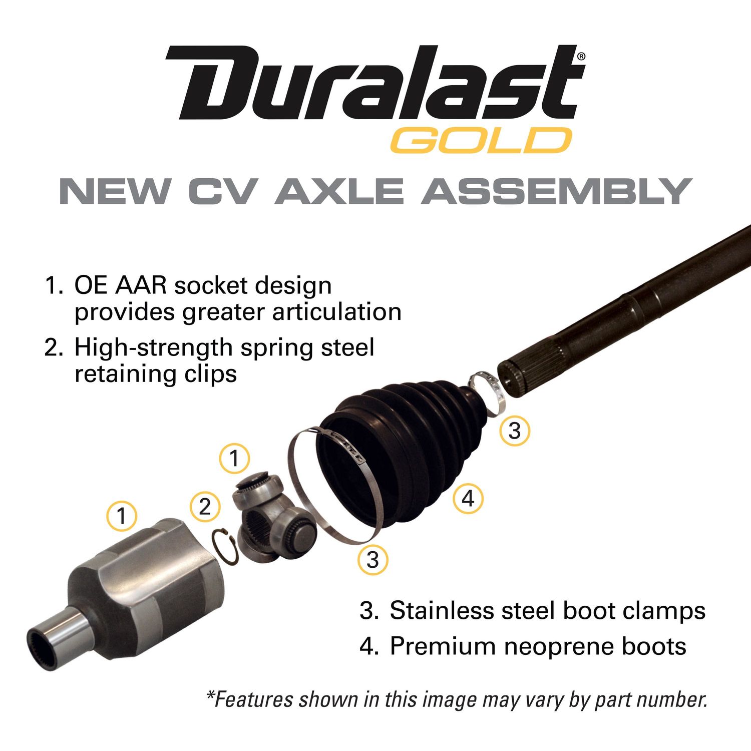 Duralast Gold Rear Driver or Passenger Side CV Axle 14006N