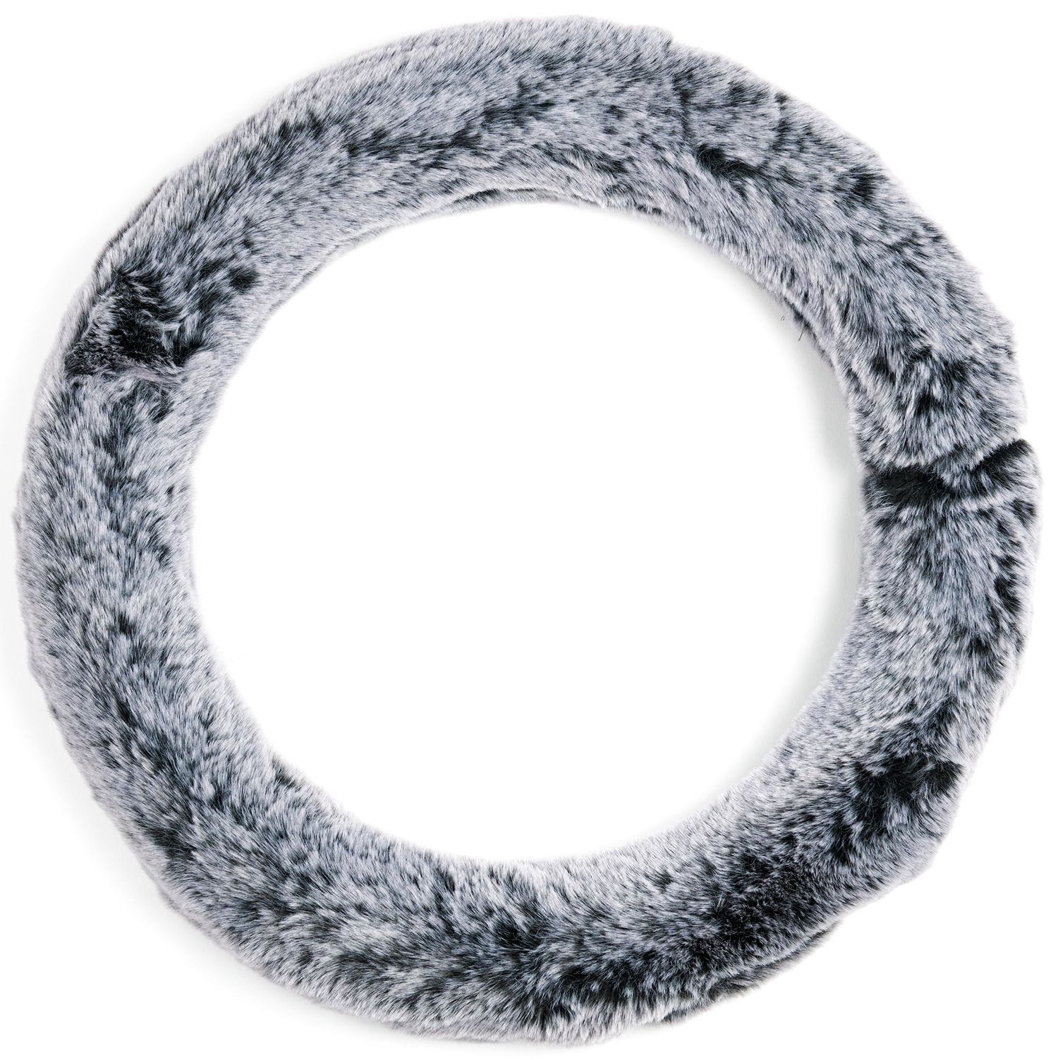 Masque Black and Gray 2 Tone Furry Steering Wheel Cover