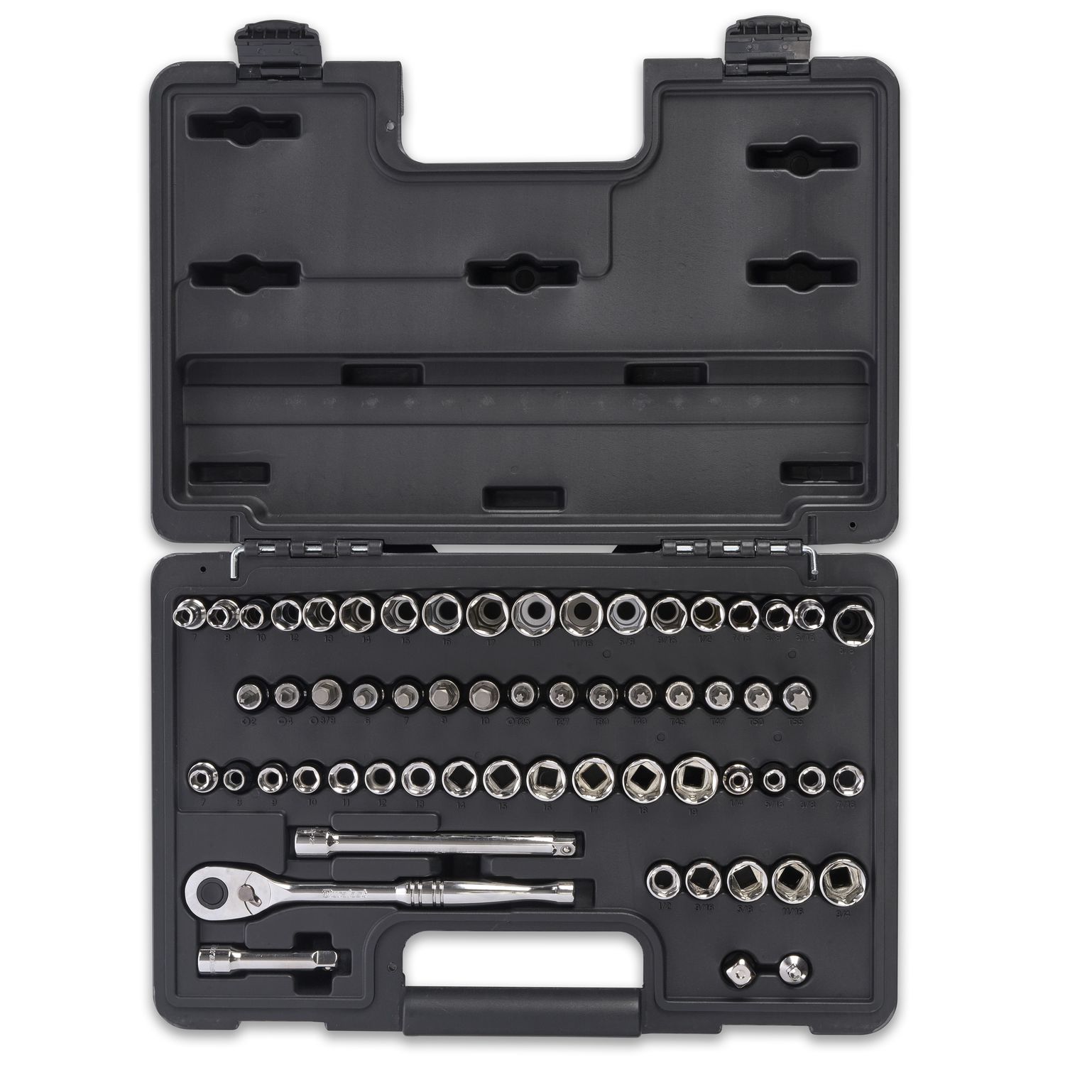 Duralast 3 8in Drive Ratchet Socket SAE Metric Tool Set 60 Piece
