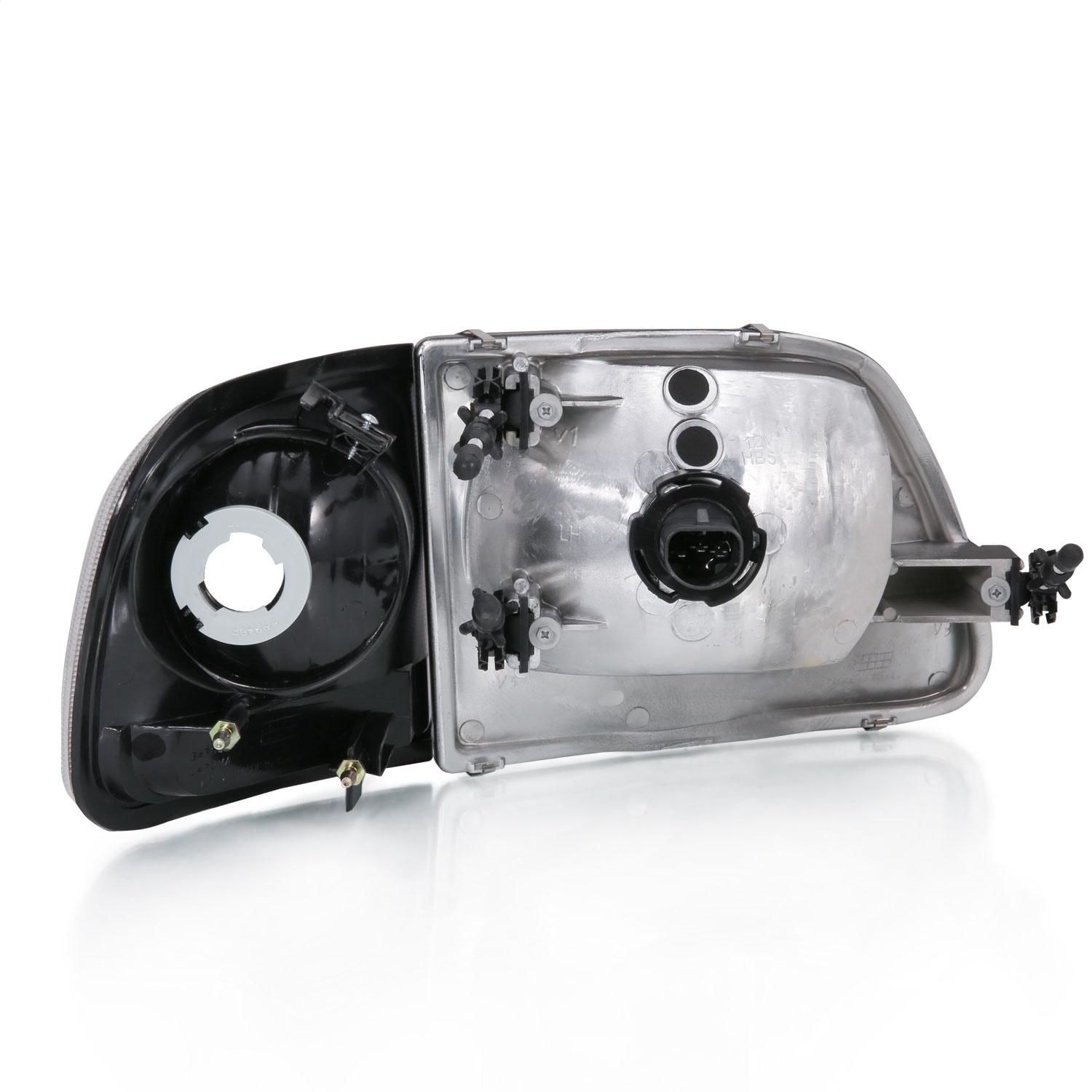 ANZO Crystal Headlight Set Clear Lens Black w/ Amber Housing Honda Civic 06-09 (121546)
