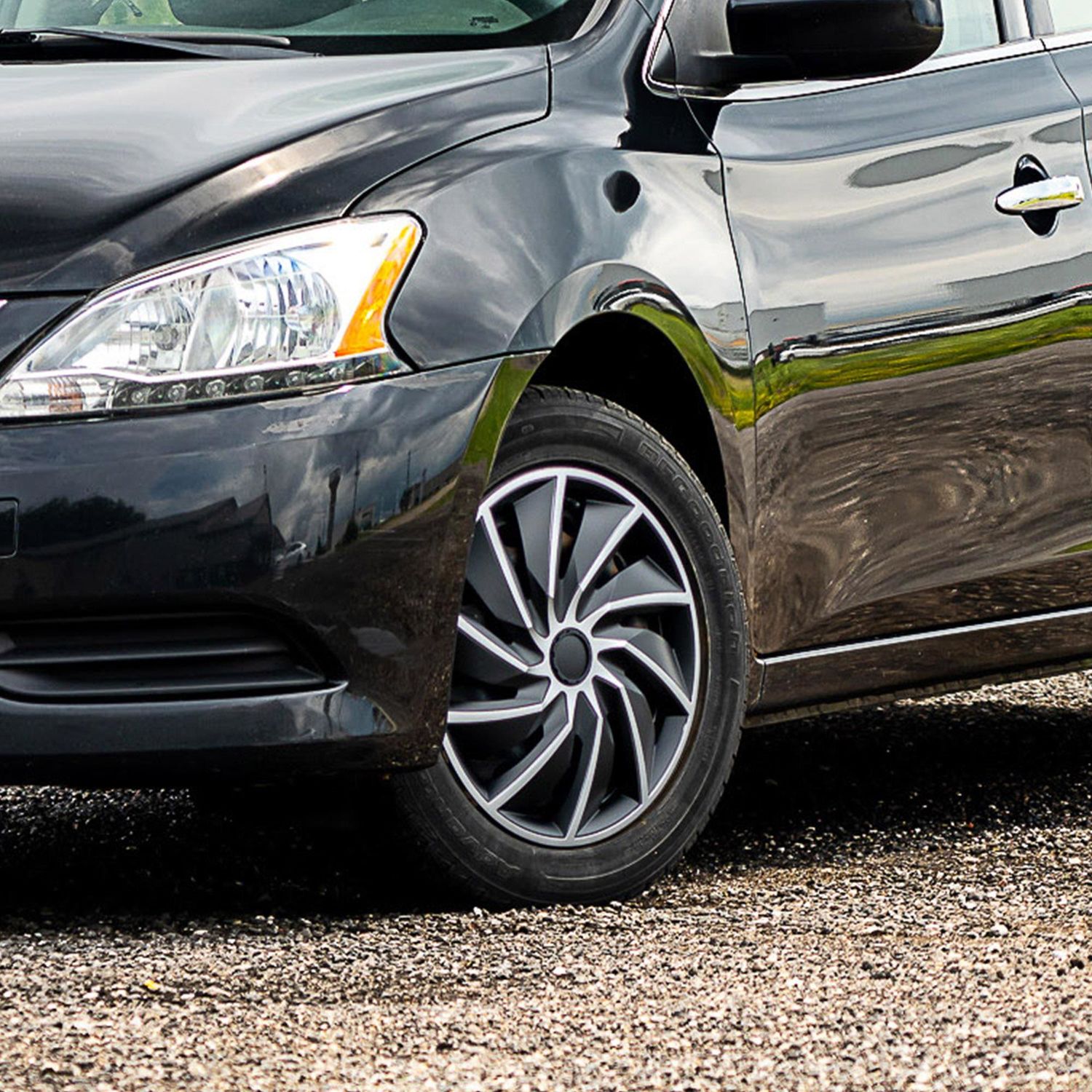 Alpena Silver and Black 16in Turbo Universal Wheel Cover