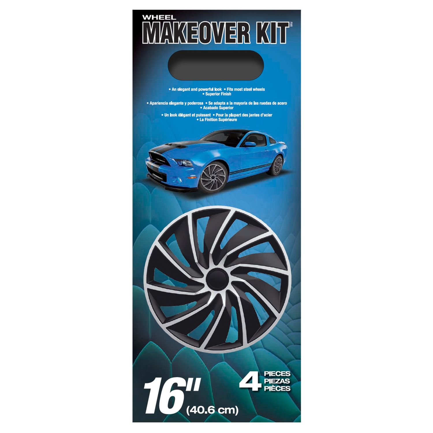 Alpena Silver and Black 16in Turbo Universal Wheel Cover