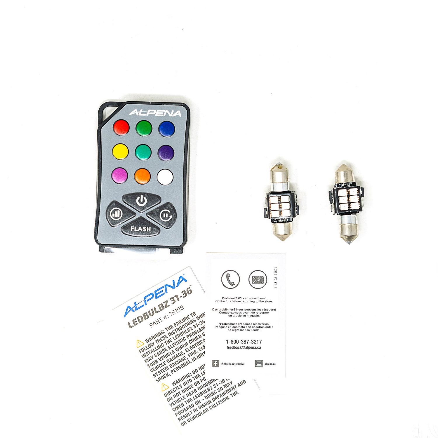 Alpena 31-36mm Multi-Color LED Bulbs with Remote