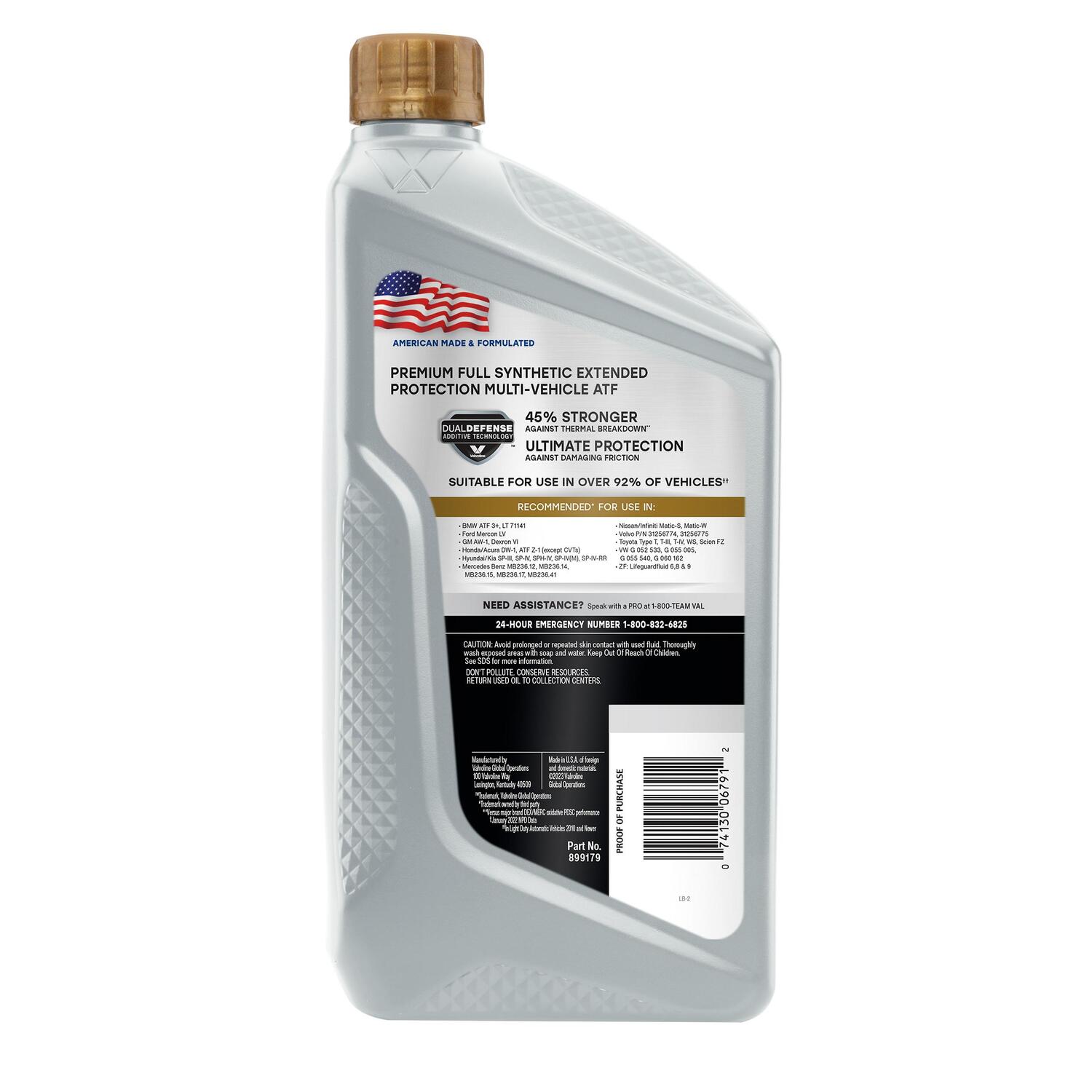 Valvoline Extended Protection Automatic Transmission Fluid 1 Quart