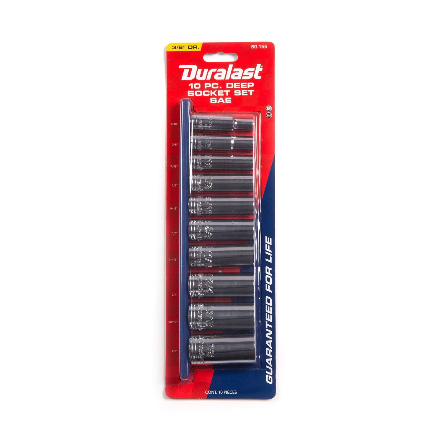 Duralast 60155 3/8in Drive SAE Deep Socket Set 10 Piece