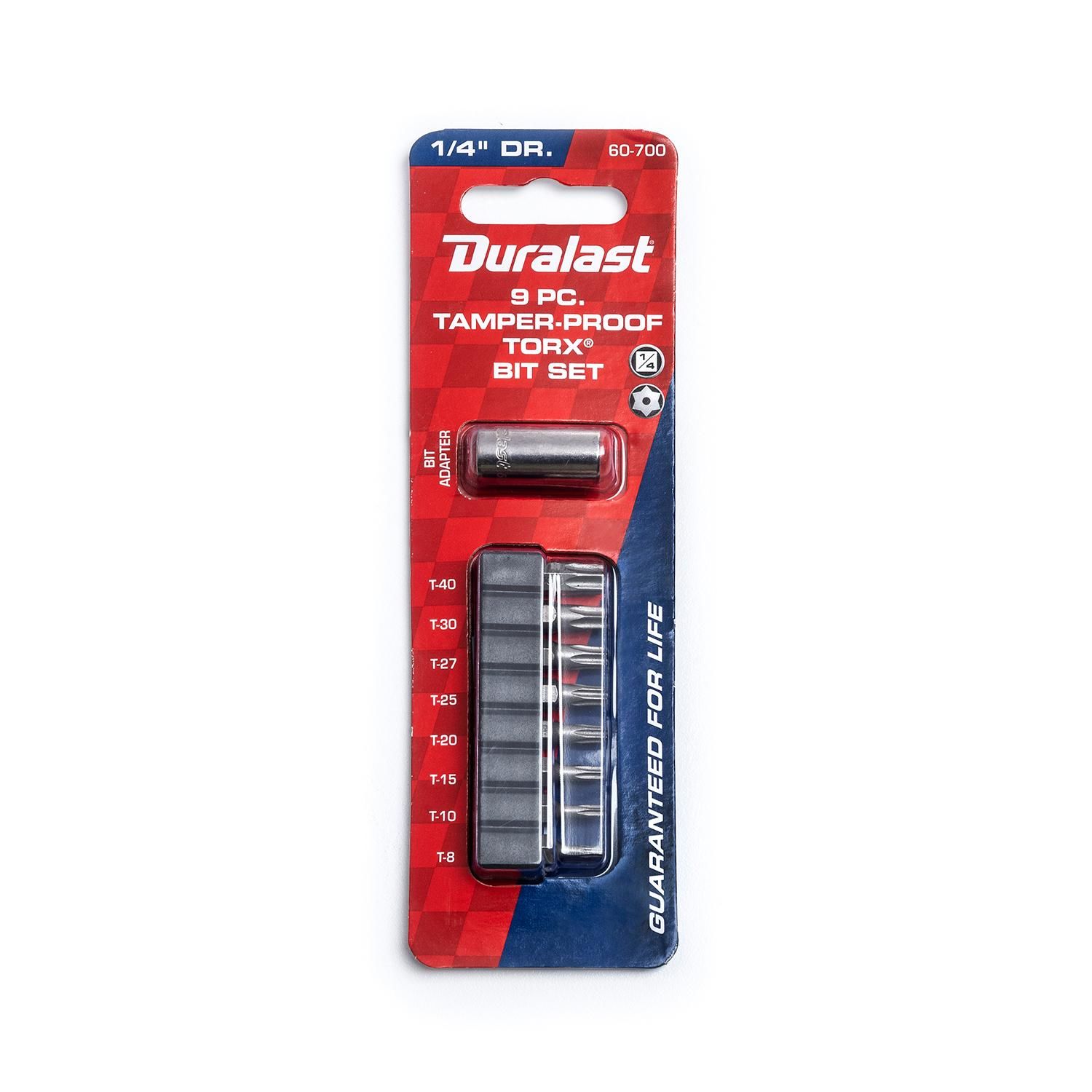 Duralast 1/4 Drive Tamper Proof Star Bit Set 9 Piece