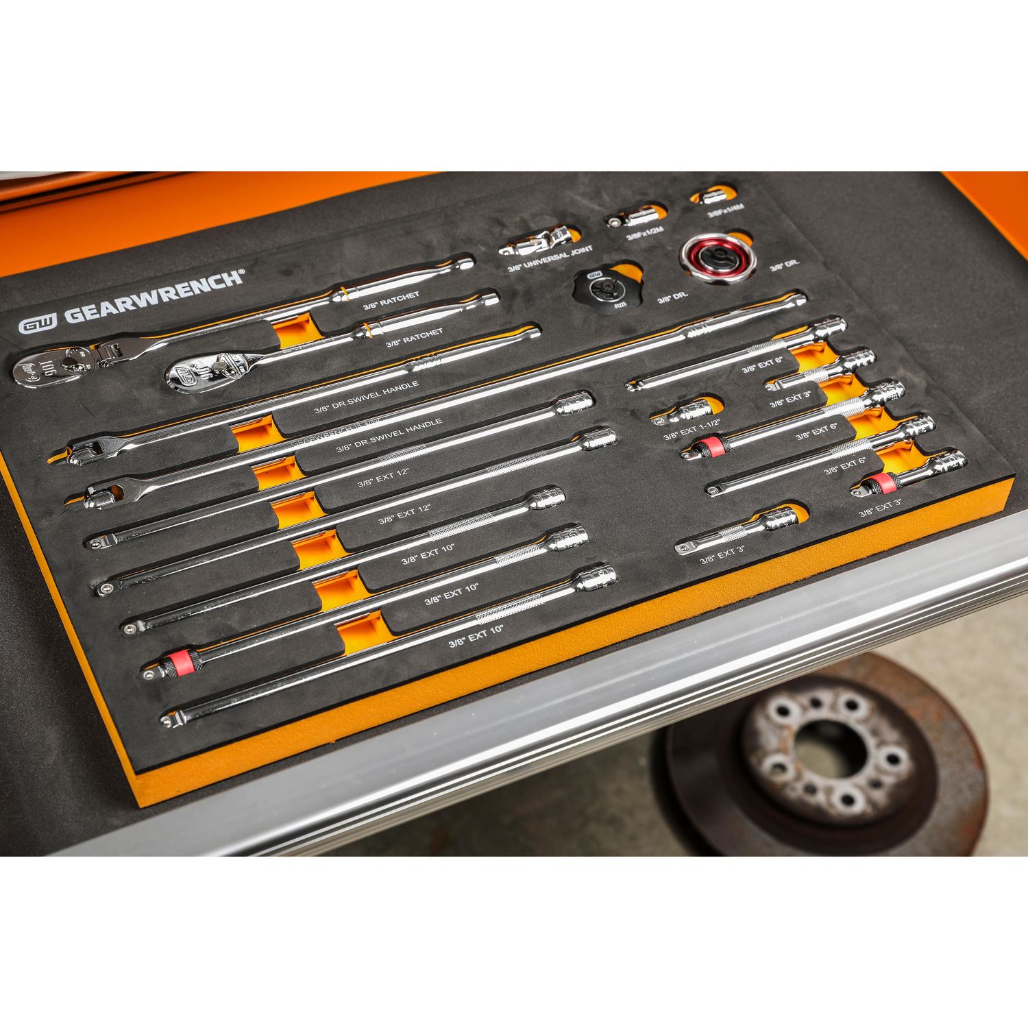 GearWrench 3/8in 90Tooth Ratchet and Drive Tool Set with Foam Storage