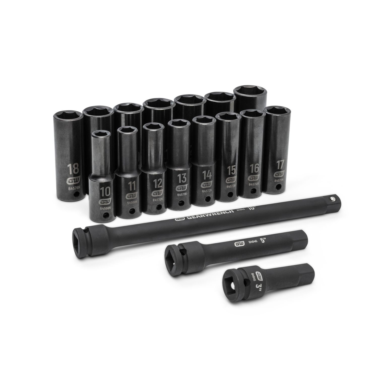 GearWrench 1/2in Drive Metric Deep Impact Socket Set 18 Piece