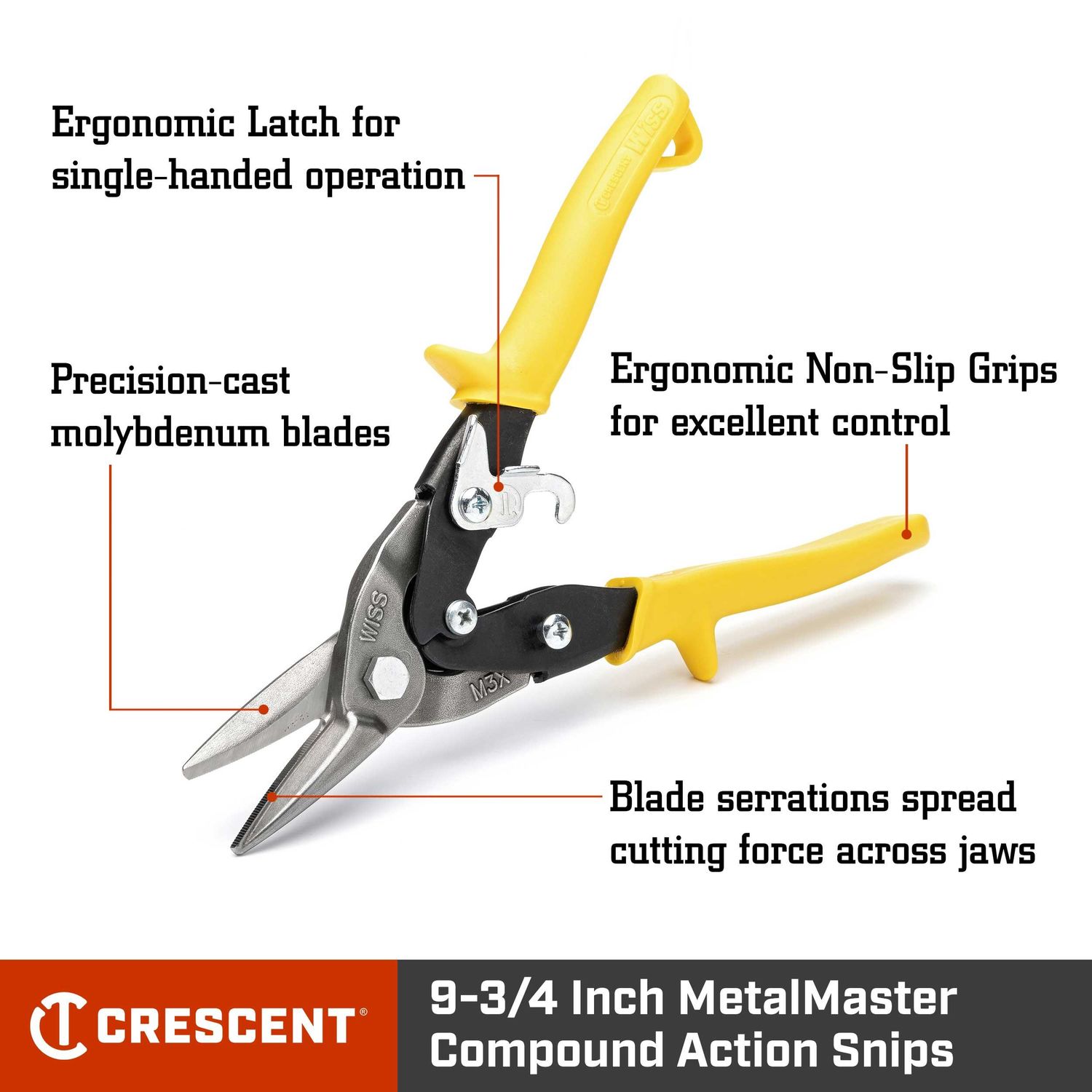 Crescent Tools Wiss 9-3/4in Compound Action Straight, Left and Right ...