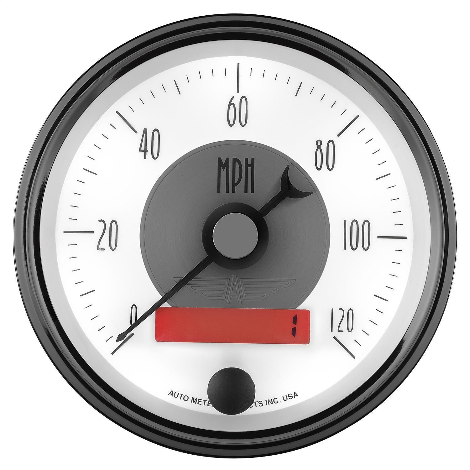 AutoMeter 3 3/8in 0-120 MPH Prestige Pearl Electric Speedometer Gauge