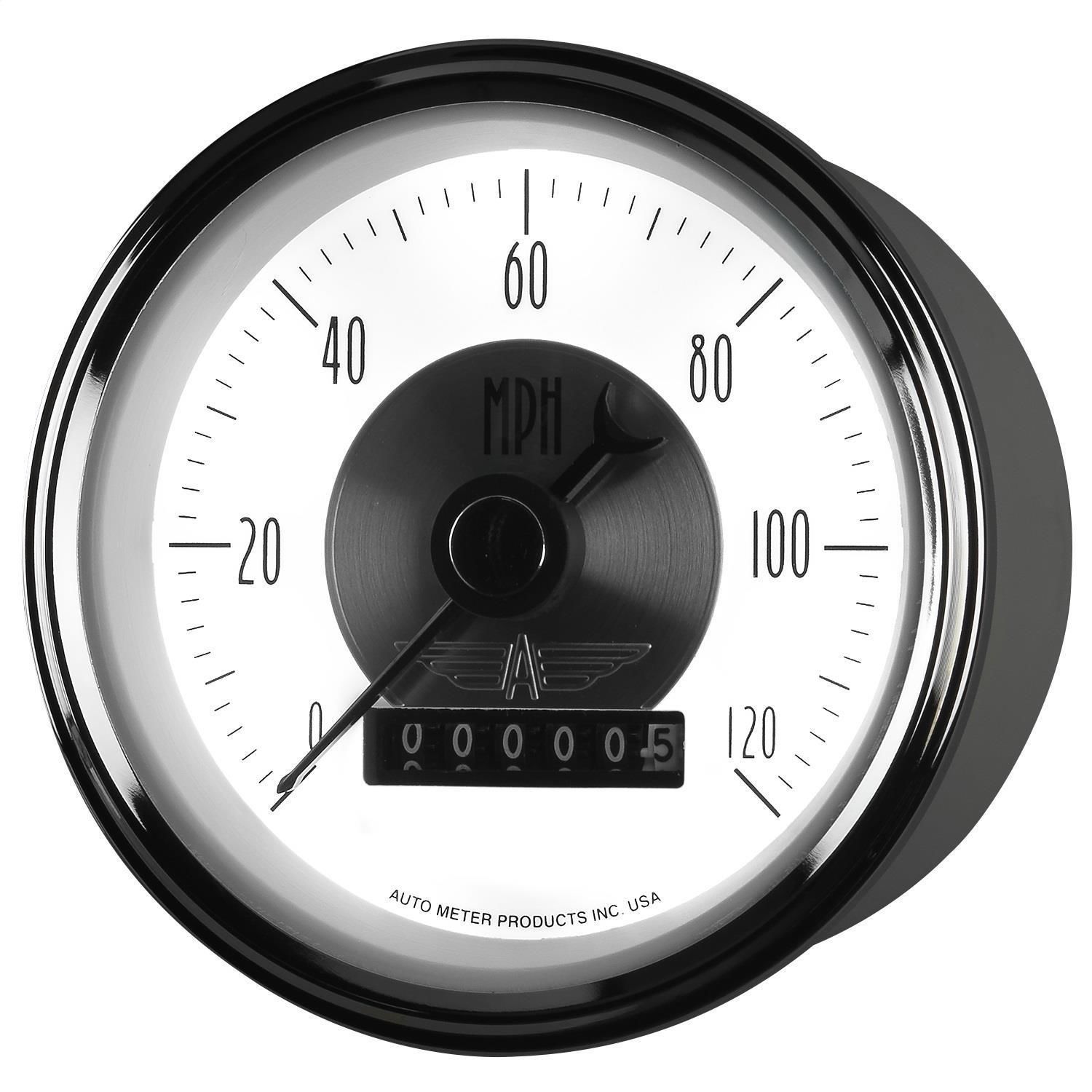 AutoMeter 3 3/8in 0-120 MPH Prestige Pearl Electric Speedometer Gauge ...