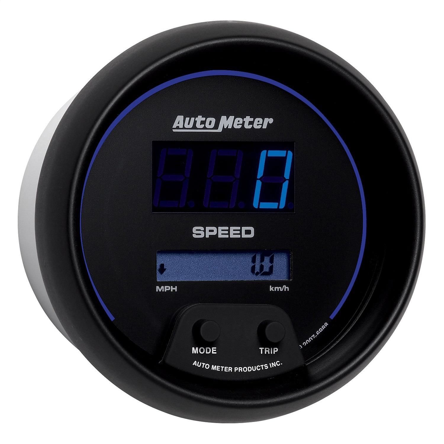 AutoMeter Black with Blue LED 3 3/8in 0-260 MPH and km/h Digital ...