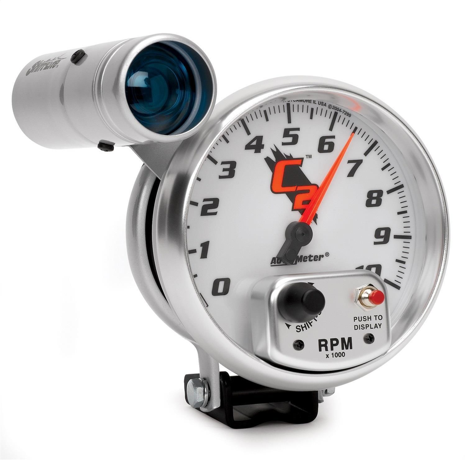 AutoMeter 5in 0-10,000 RPM White C2 Tachometer Gauge