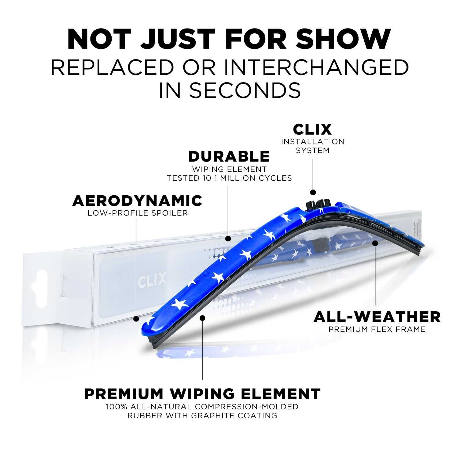 CLIX Wipers Stars 24in 18in All Weather Interchangeable Wiper Blade