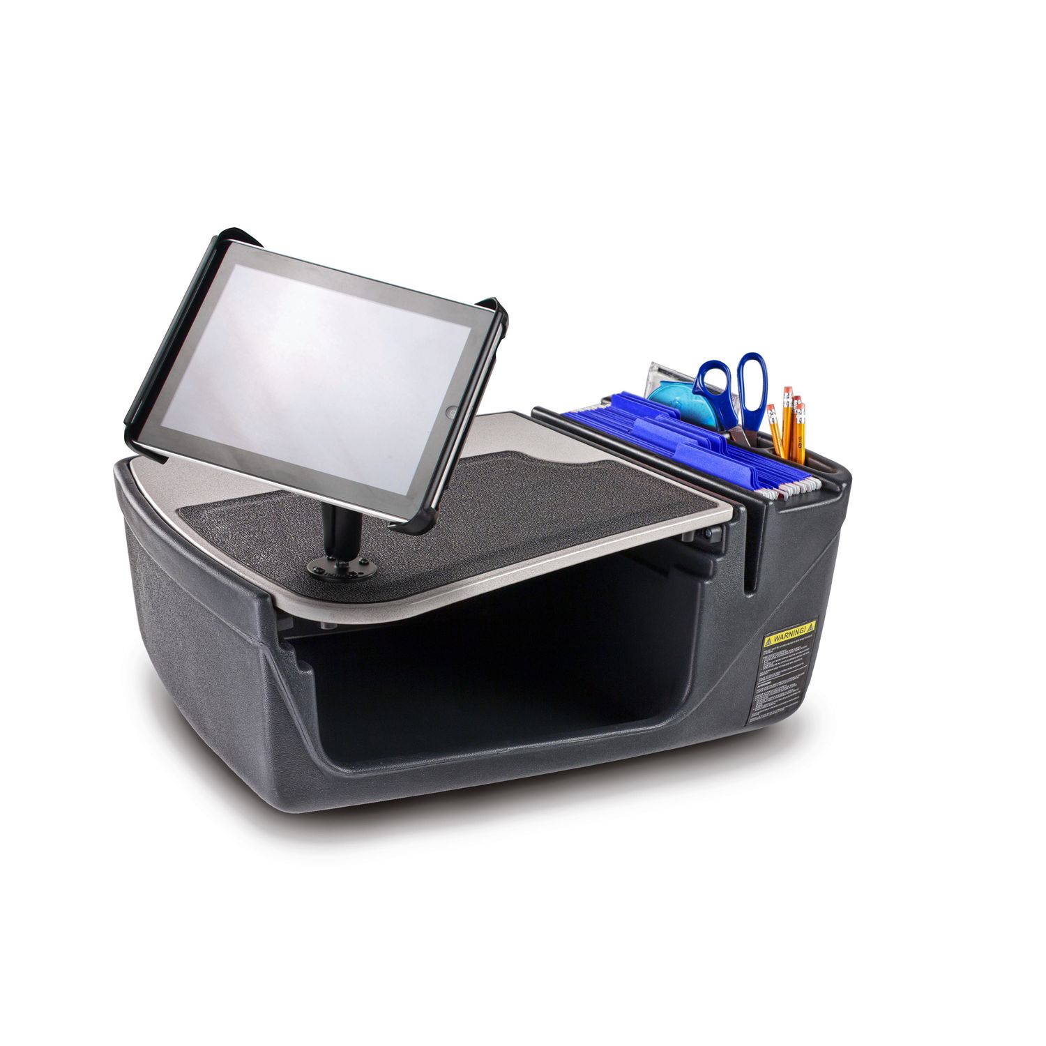 AutoExec GripMaster 02 Efficiency Auto Desk w/ Writing Surface & Supply  Organizer, Gray