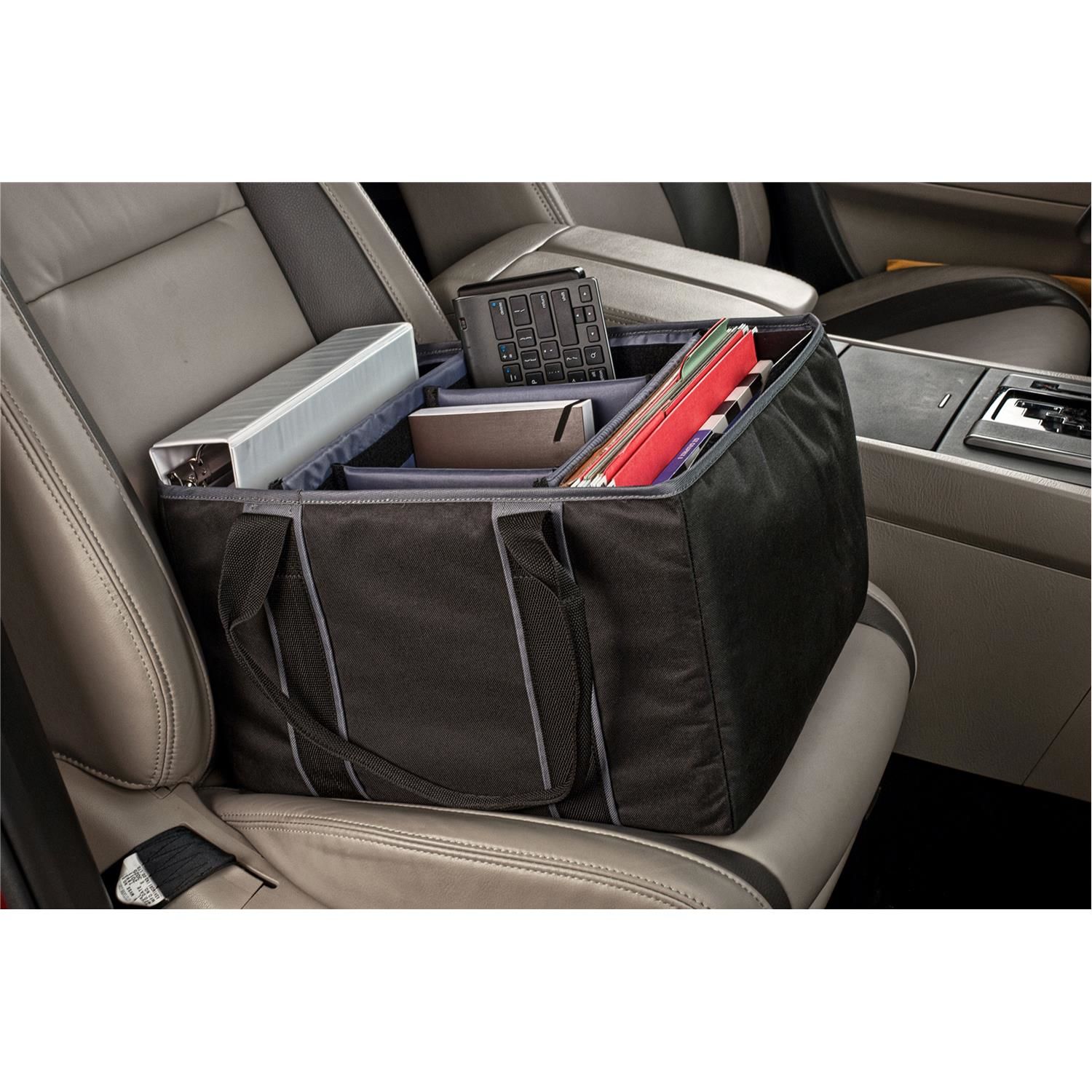 AutoExec Black and Grey File Tote with Cooler and Hanging File Holder