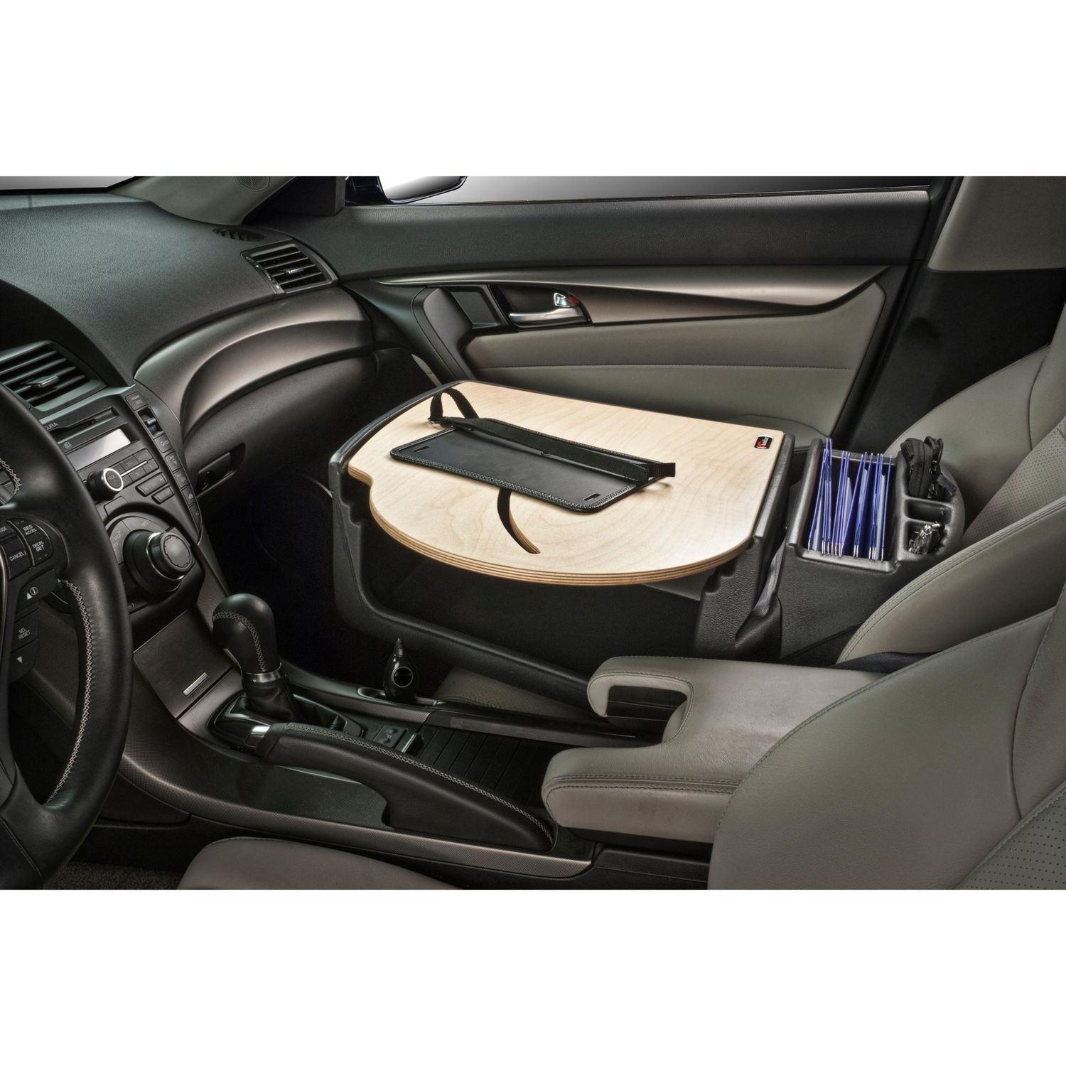 AutoExec Birch Finish RoadMaster Car Desk with Tablet Mount