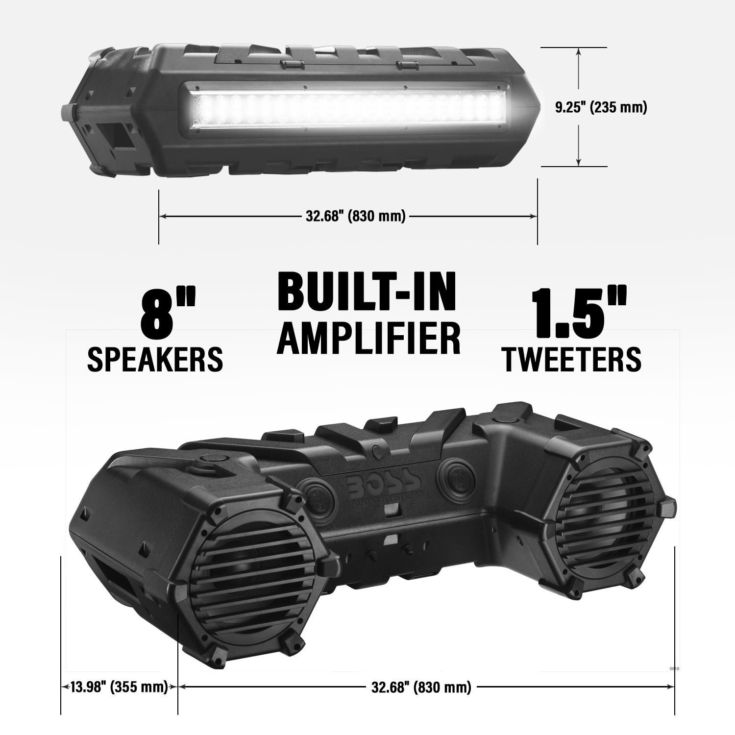 Boss Audio ATV/UTV Dual 8in Offroad Speaker System with LED