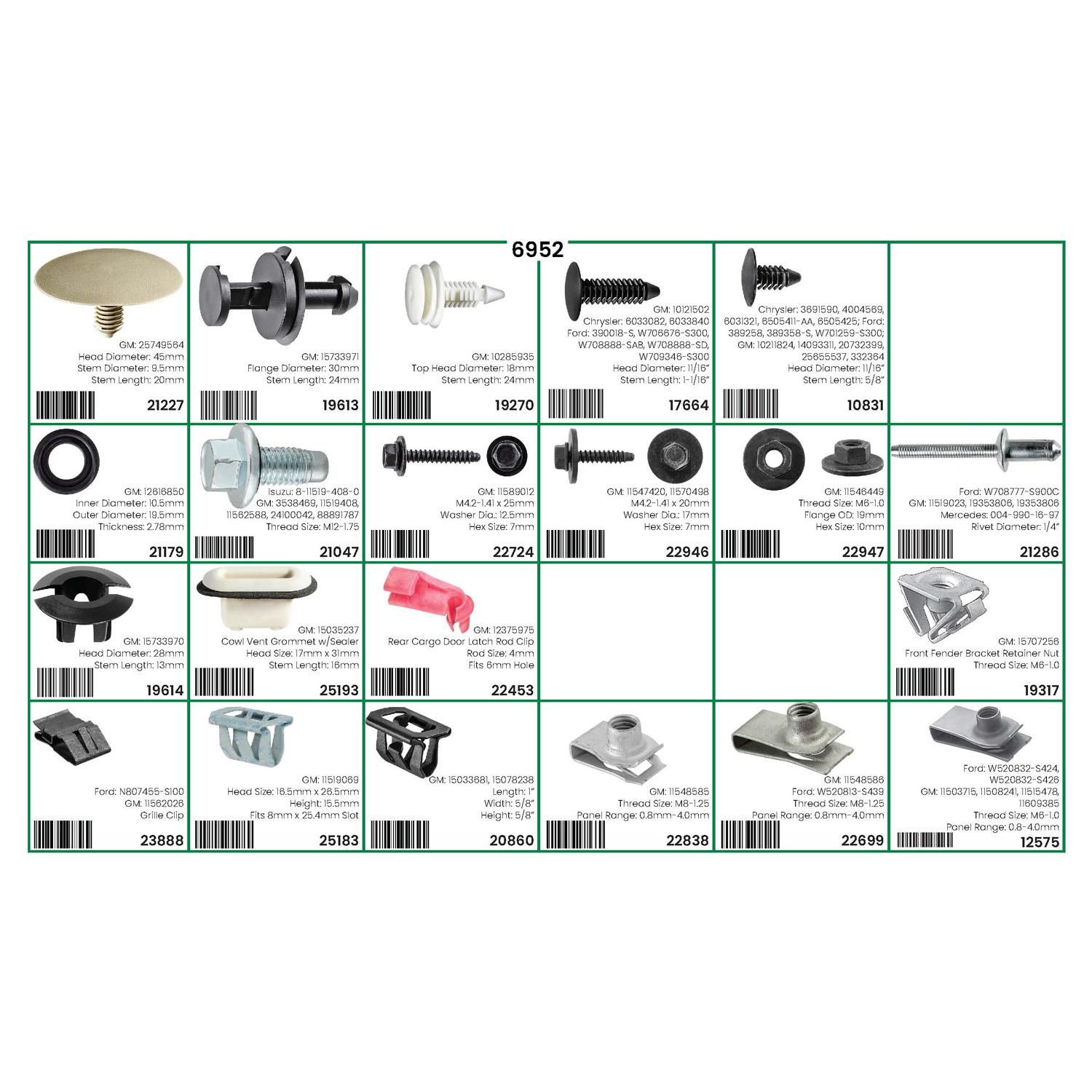Auveco QuikSelect II Chevy Express GMC Savanna Clip and Fastener