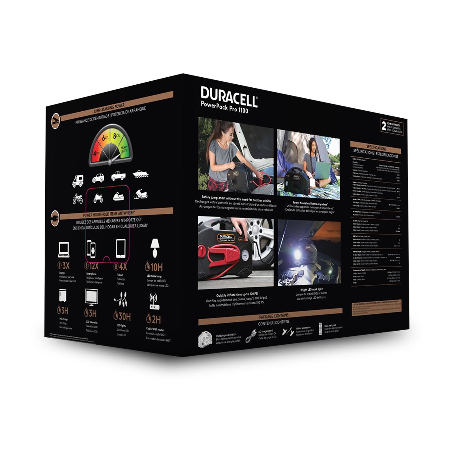 Duracell 1100 Peak Amp Powerpack Pro Portable Jump Starter Pack