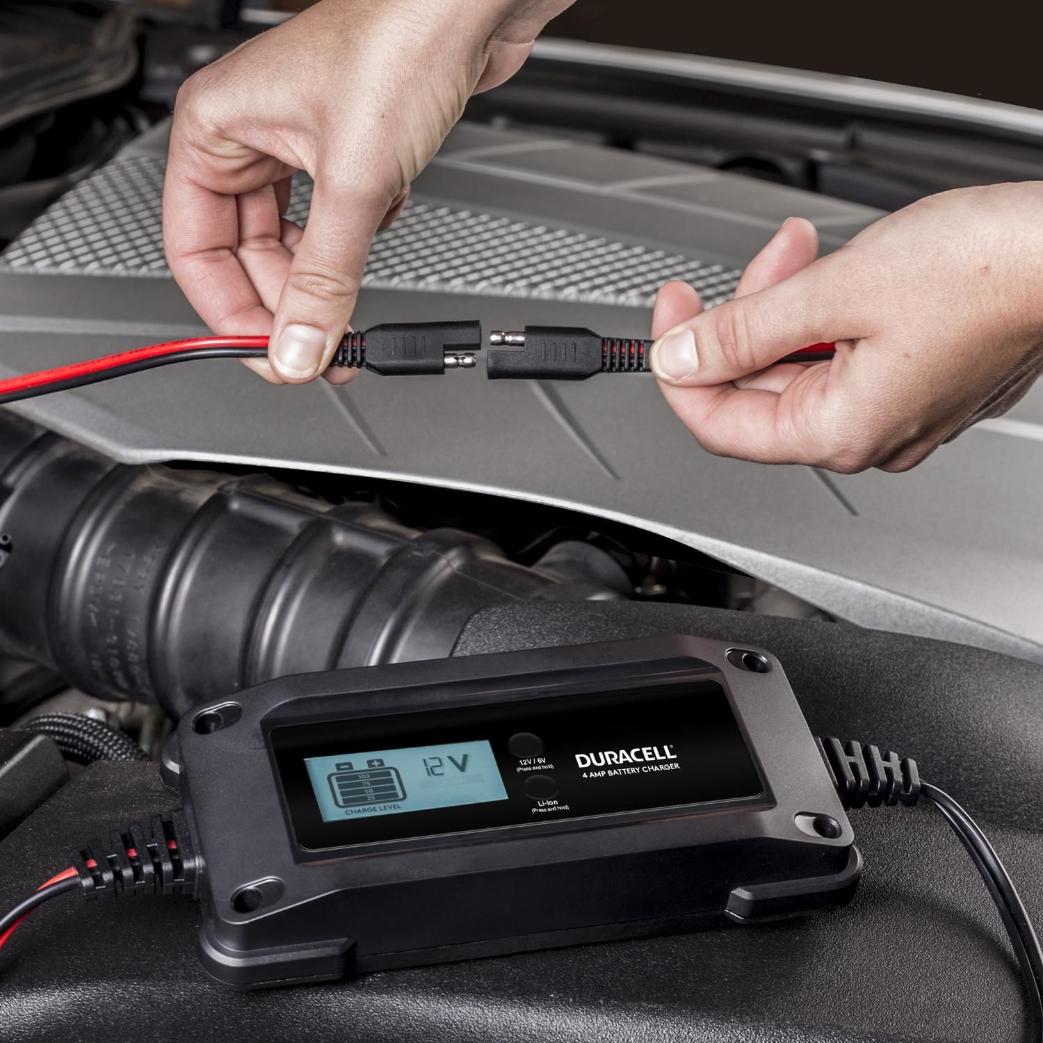 Duracell 4 Amp Battery Charger Maintainer for 6 Volt, 12 Volt, SLA, AGM
