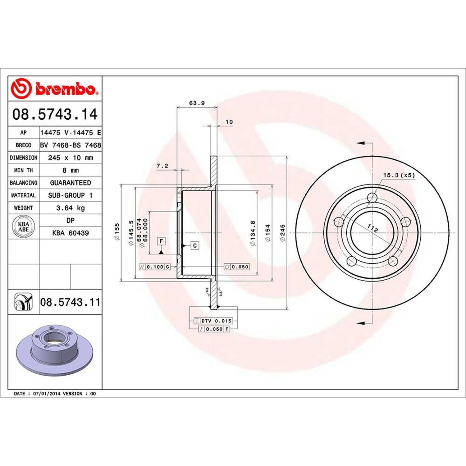 Brembo Disc Brake Rotor 08.5743.11