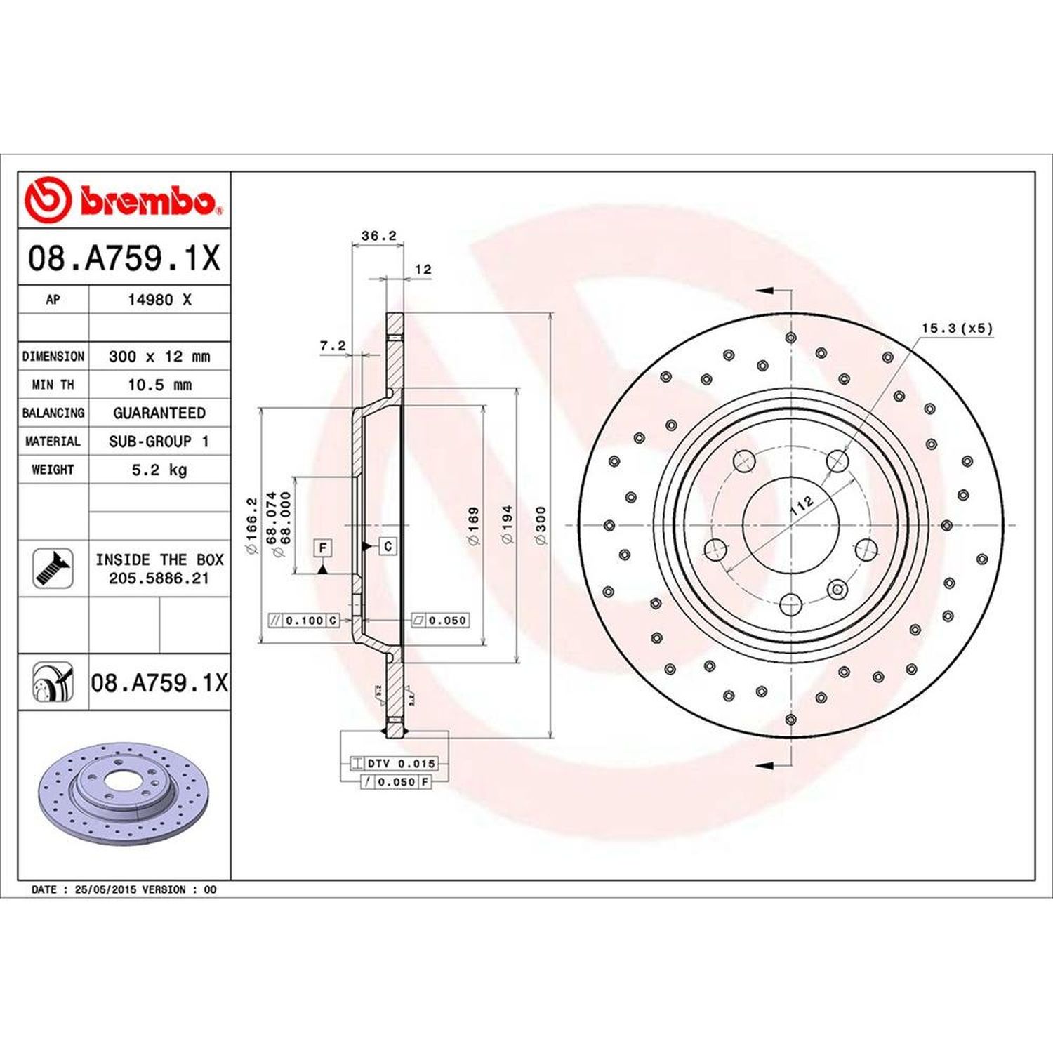 Brembo Disc Brake Rotor 08.A759.1X