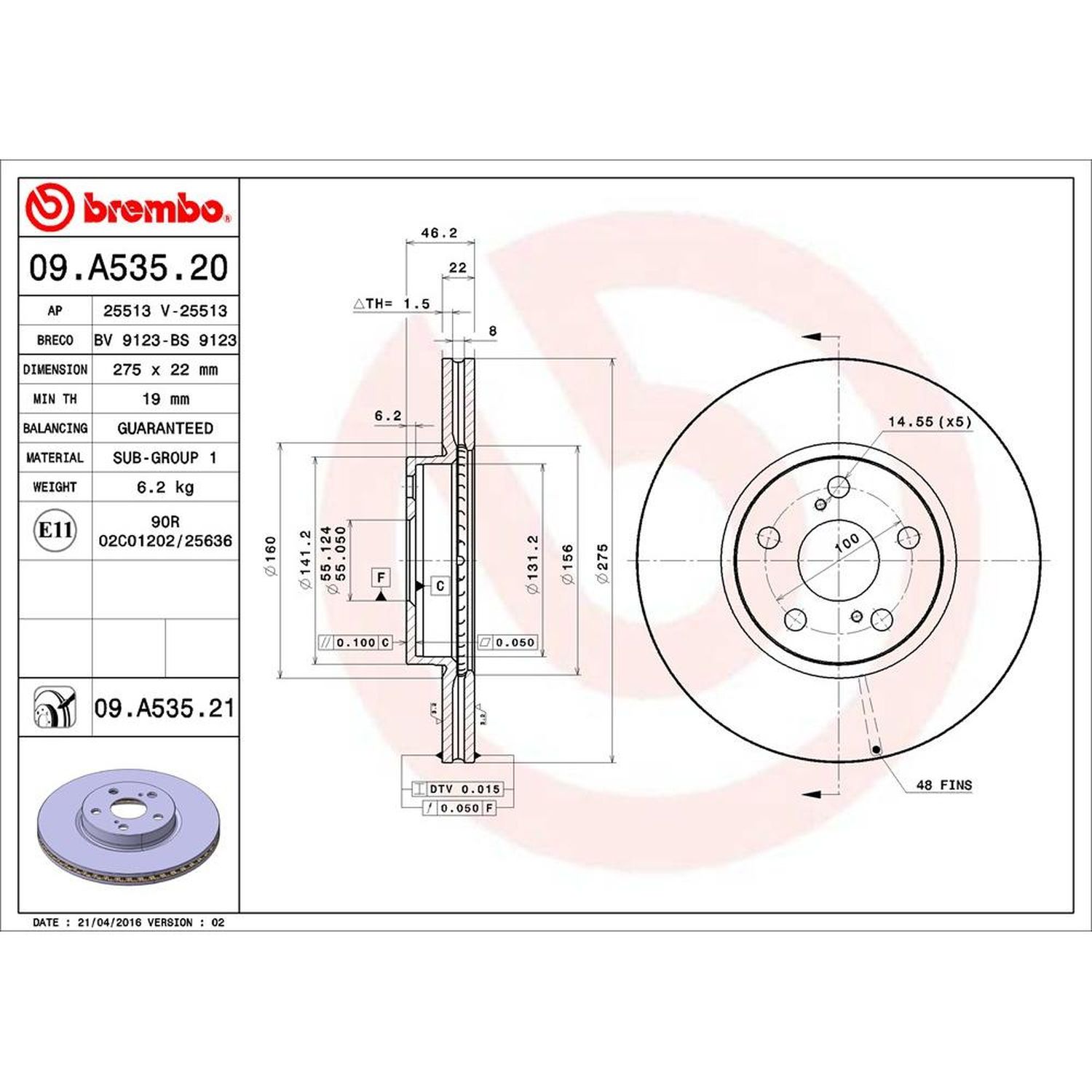 Brembo Disc Brake Rotor 09.A535.21