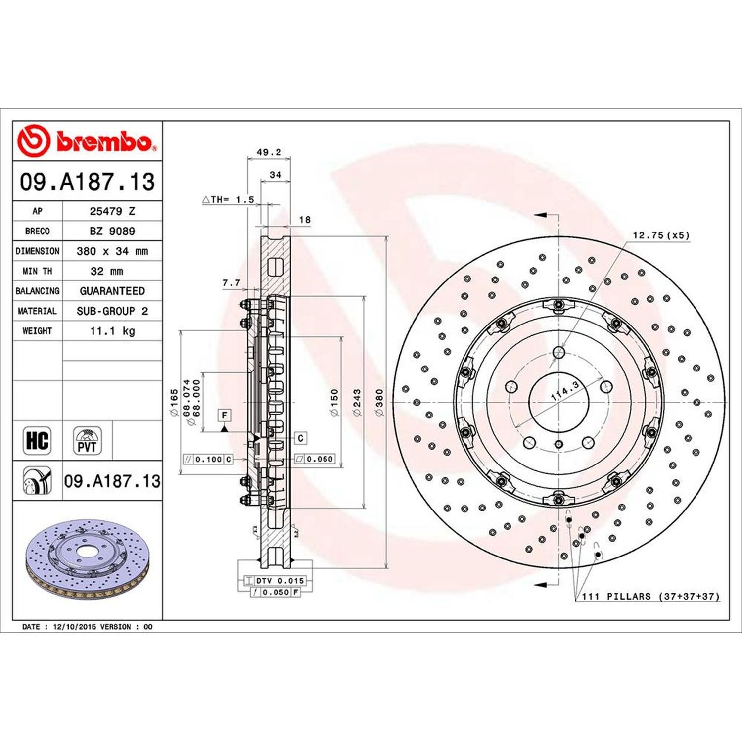 Brembo Disc Brake Rotor 09.A758.1X