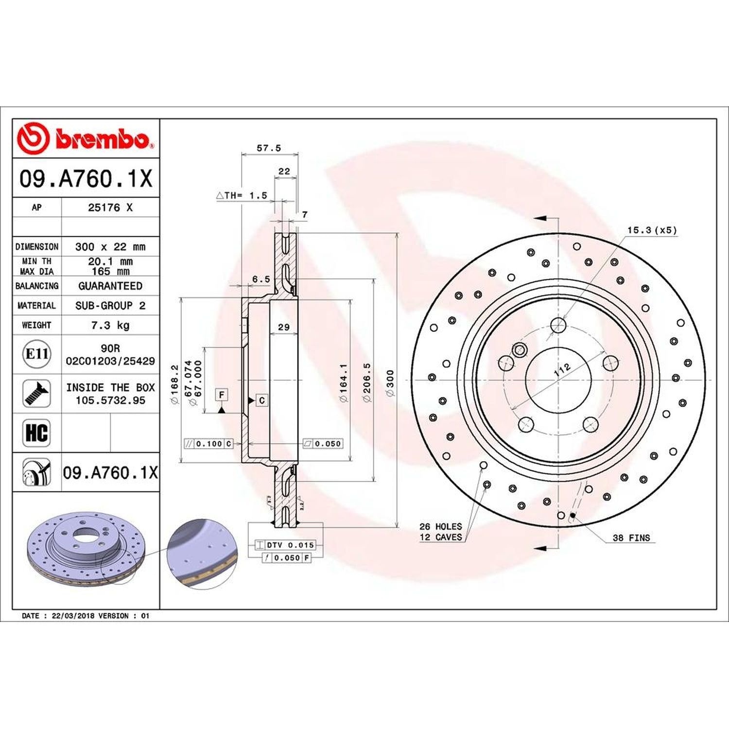 Brembo Disc Brake Rotor 09.A760.1X