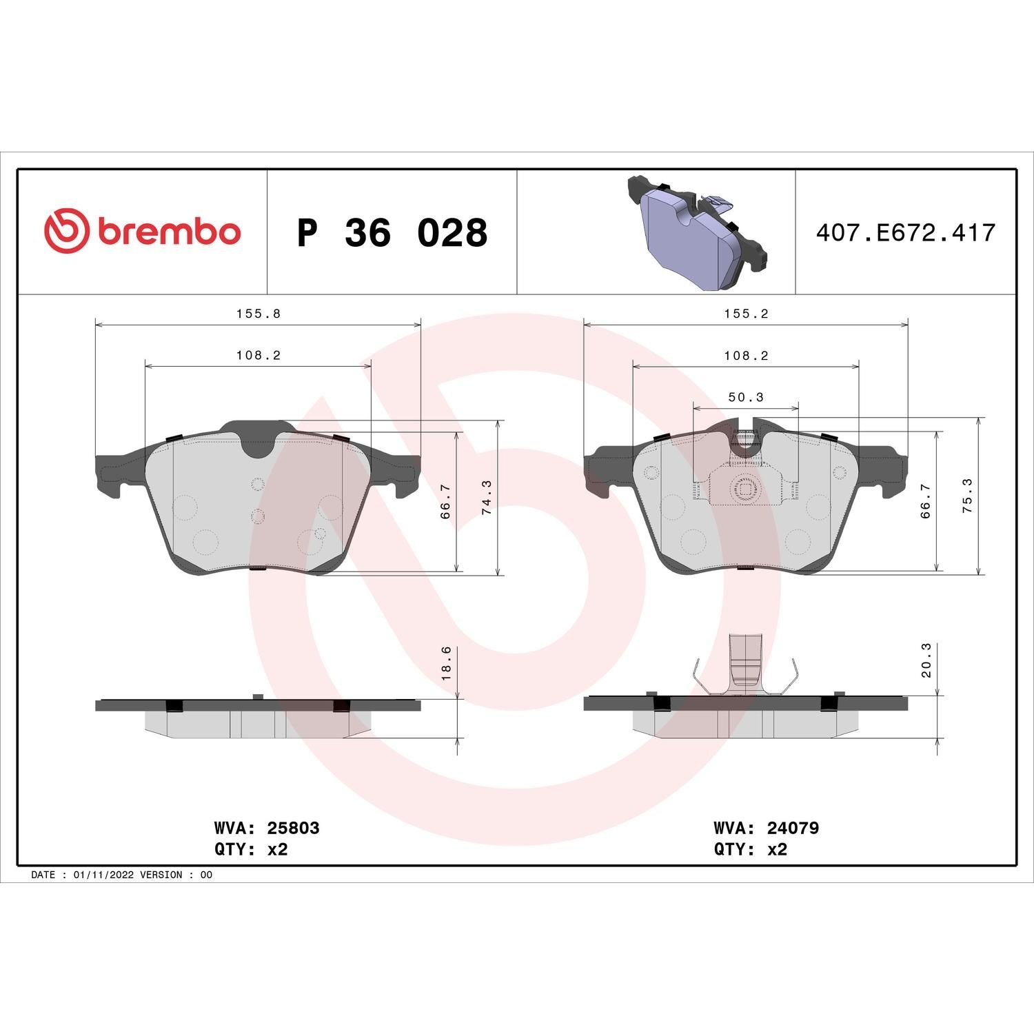 Brembo Ceramic Brake Pads P36028