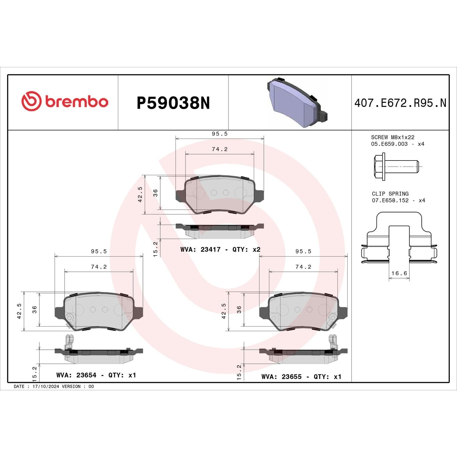Brembo Ceramic Brake Pads P59038N