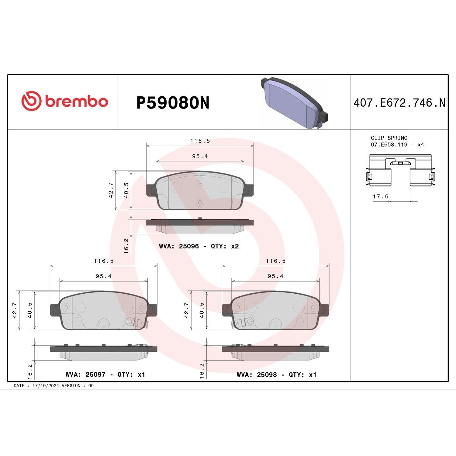 Brembo Ceramic Brake Pads P59080N