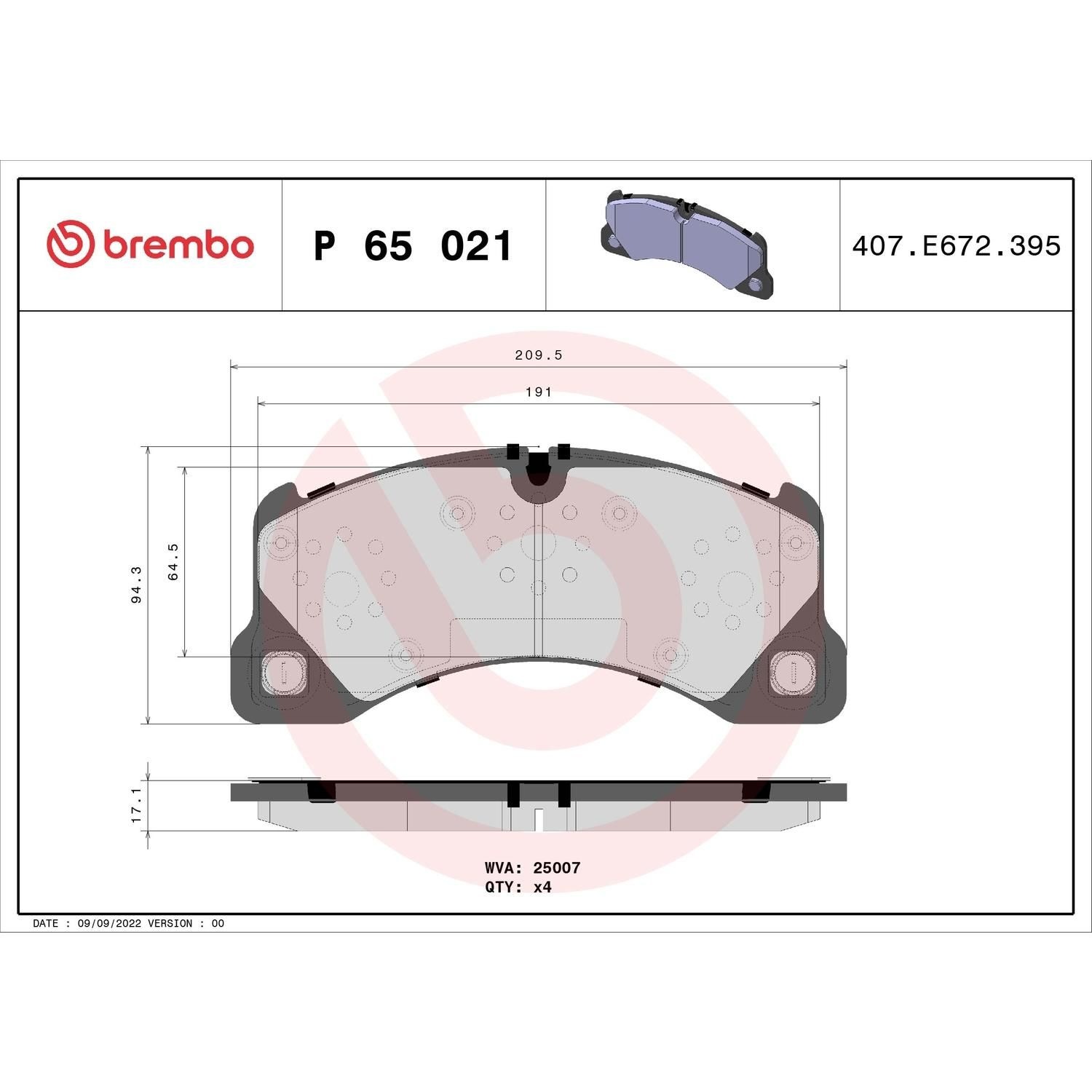 Brembo Semi-Metallic Disc Brake Pad Set P65021