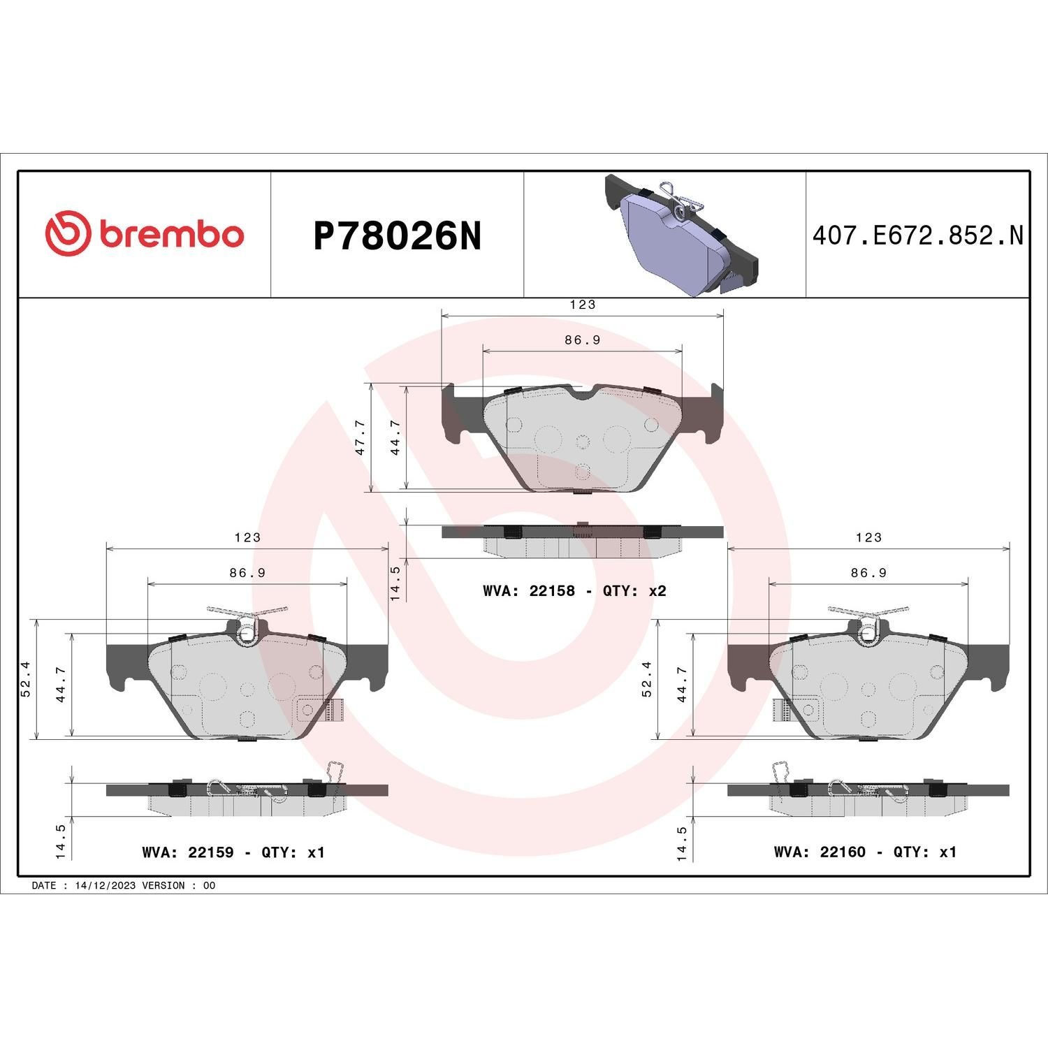 Brembo Ceramic Disc Brake Pad Set P78026N