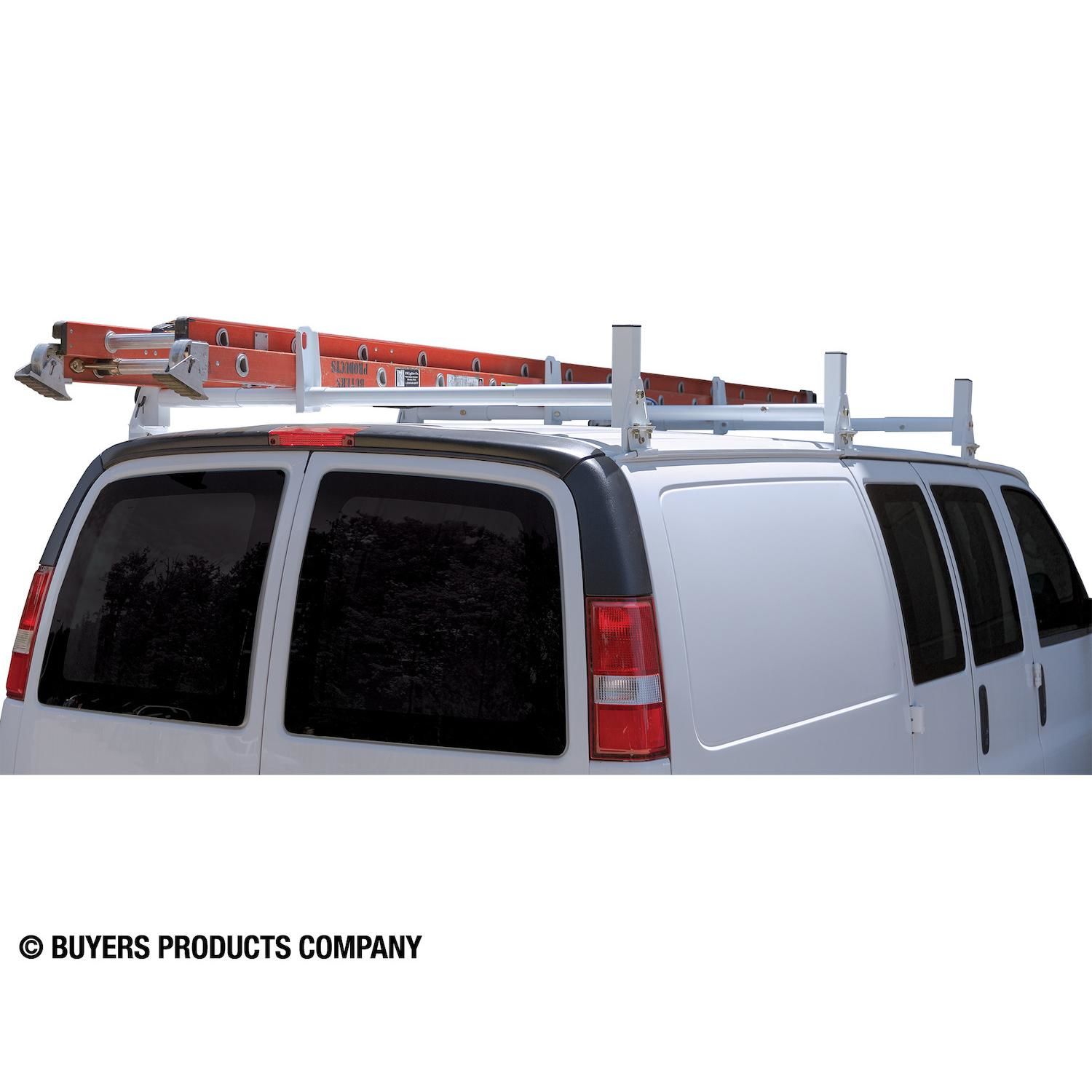 Buyers White 2 Bars and 2 Clamps Van Ladder Rack Set