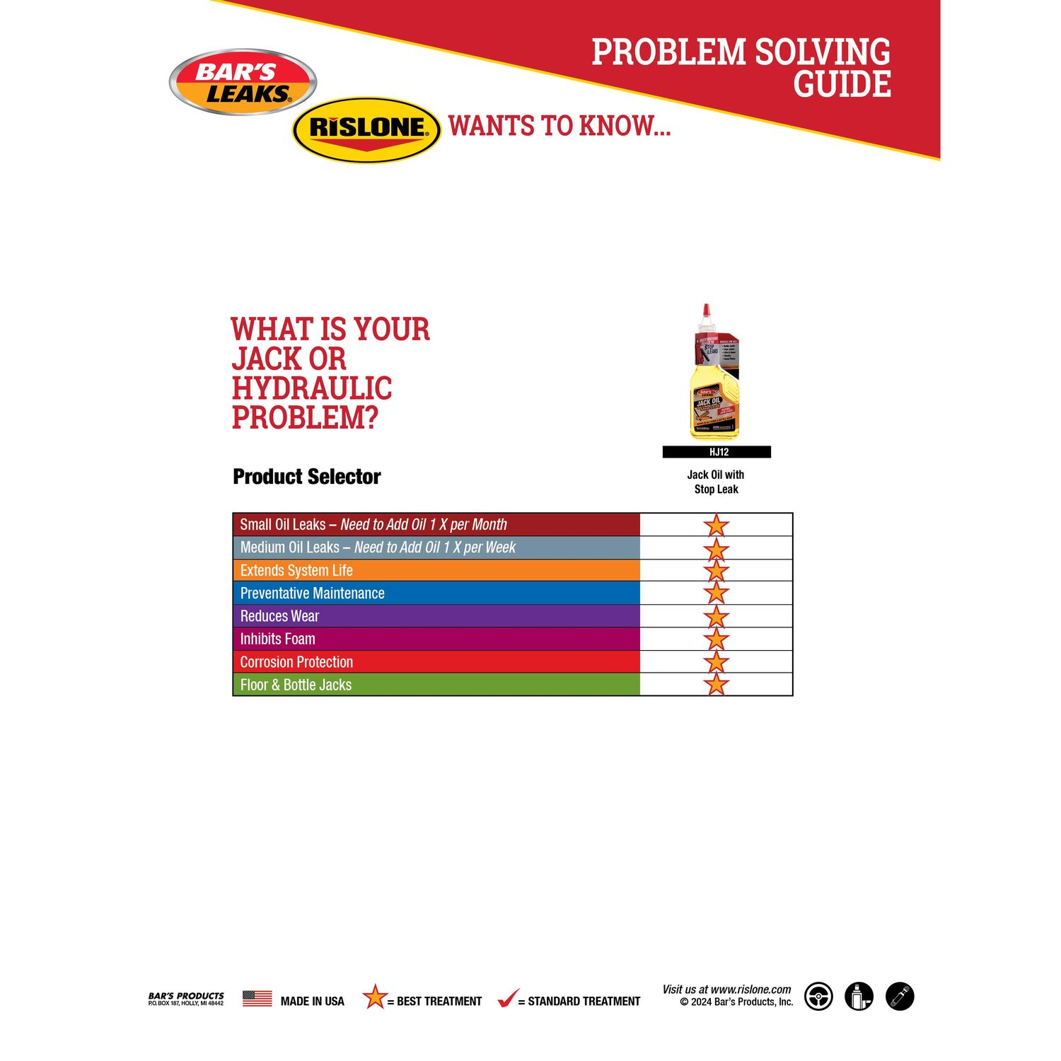 Bar's Leaks Jack Oil With Stop Leak 12.5oz