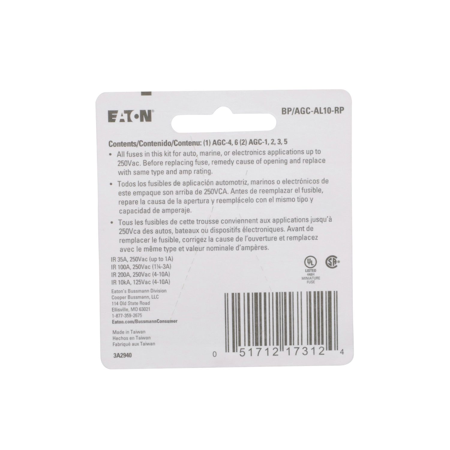 Bussmann AGC low Amp Glass Fuse Assortment 10 Piece